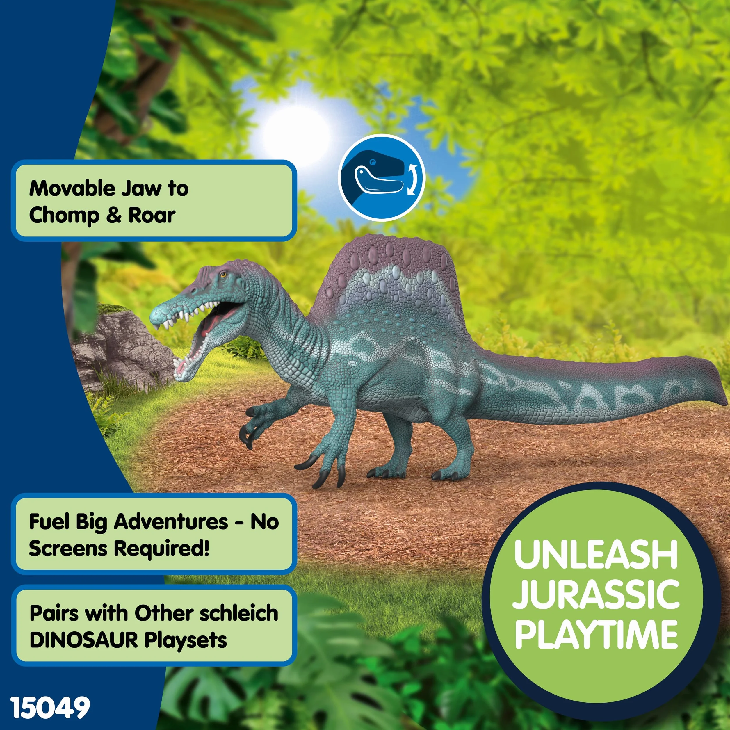 Schleich Dinosaurs Spinosaurus 15049 Juguete Dinosaurio Detallado Mandíbula Móvil Coleccionable 33 x 12 x 6 cm