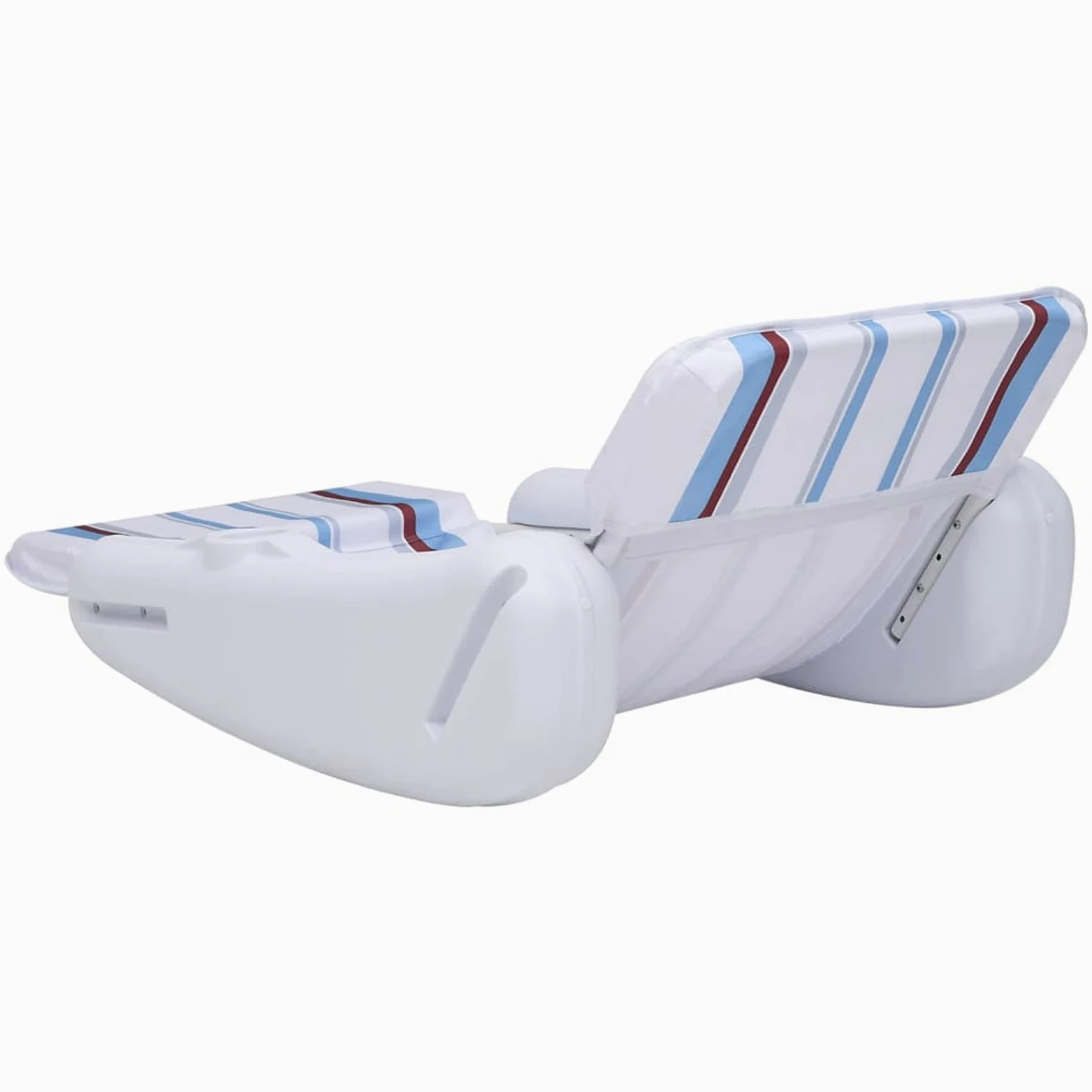 Sillón flotante para piscina, hinchable con portavasos integrado, hamaca flotante, colchón hinchable para playa, plegable, blanco, azul y marrón, HDPE, poliéster