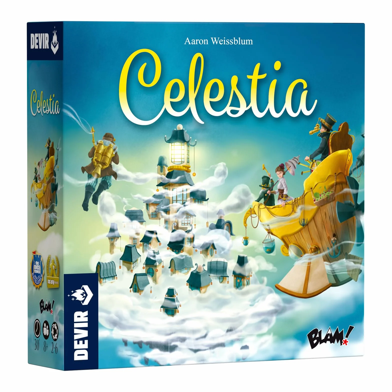 Devir – Celestia, Juego de Mesa de Aventuras Fantásticas y Exploración Aérea | Forzar la Suerte, Gestión de Cartas y Dados | Familiar y Casual | Versión española (BGCELEPS)