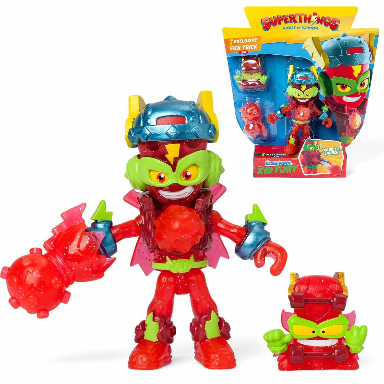 SUPERTHINGS RIVALS OF KABOOM Figura Kazoom Kid Fury con Kazoom Kid, SuperThings Exclusivo y Accesorio