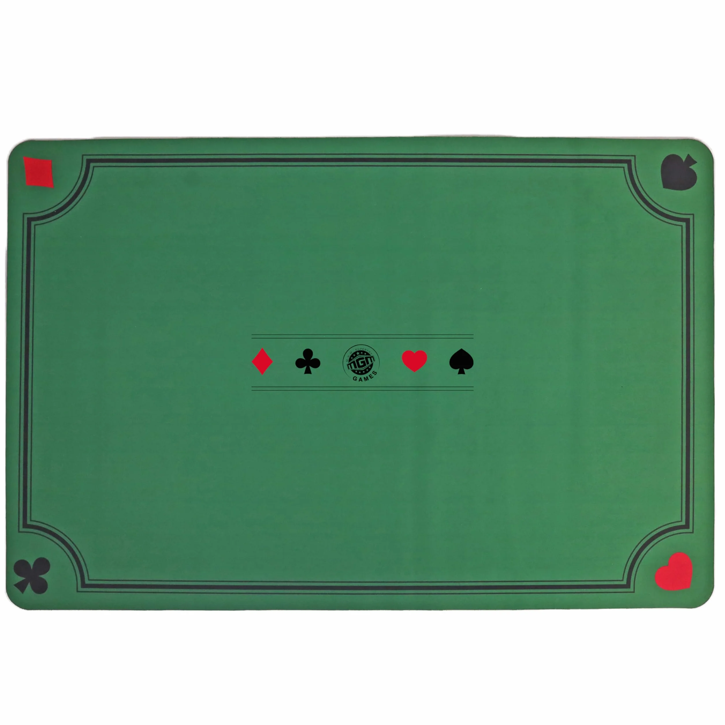 MGM Games - Tapete de Juego - Juego de Cartas - 140352 - Verde - Antideslizante - 2 a 6 Jugadores - Cartas para Jugar - Juegos de Mesa - Cómodo - Belote - Poker - Tarot - Contrée - 60 cm x 40 cm