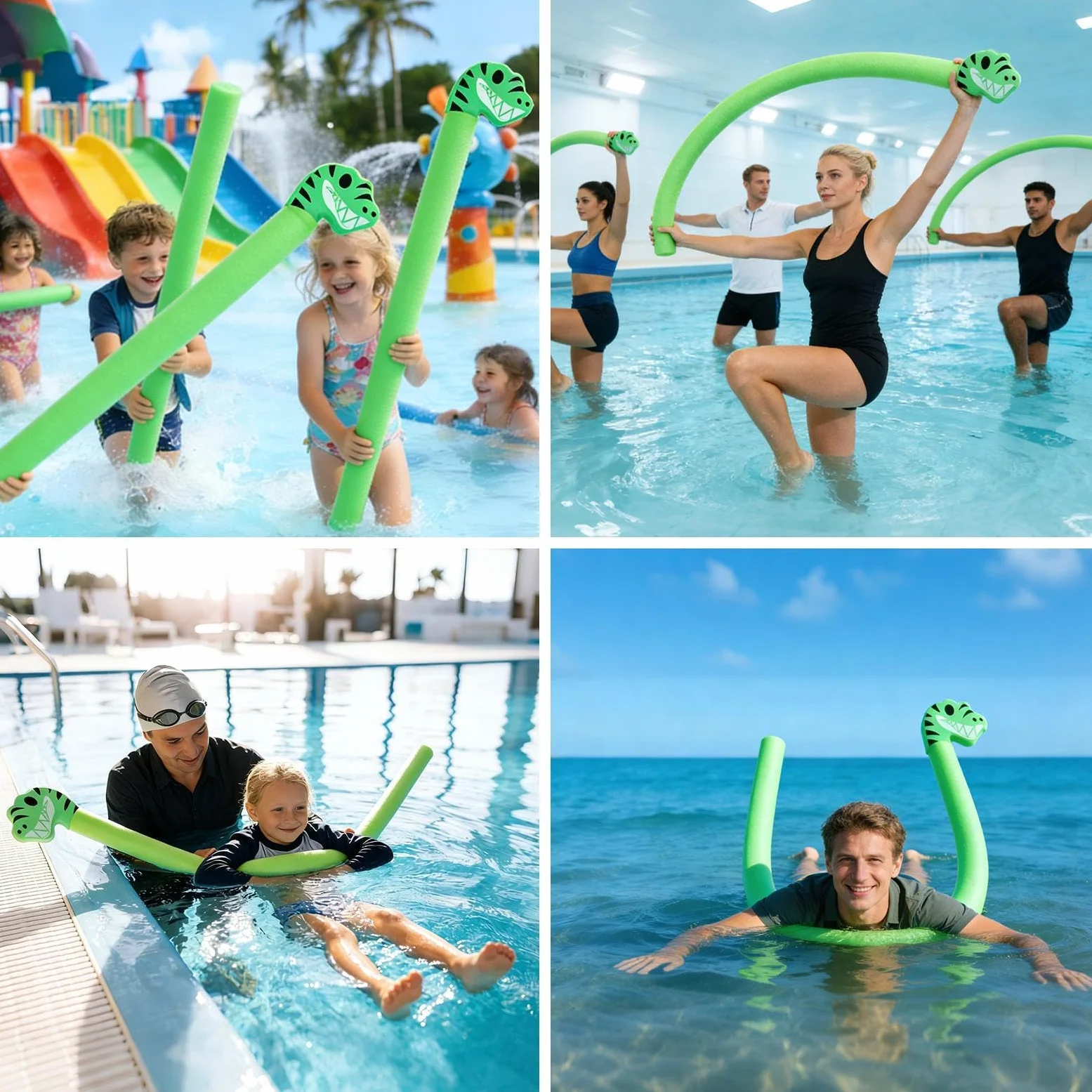 Fideos De Piscina - Para El Entrenamiento Flotante Con Diseño Cabeza, Bastones Largos De Espuma | Piscina Flotante Para Reuniones De Fin De Semana, Vacaciones Para Niños, Playa
