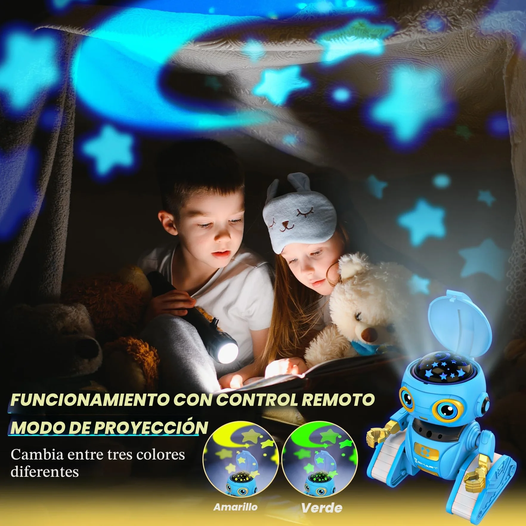 Ophy Robot Niños Juguetes Recargables y Proyectables RC Robot con Ojos LED y Música Juguete RC con Sensor de Gestos para A Partir de 3 4 5 6 7 8 9 10 años Regalo Azul Víspera de Todos los Santos