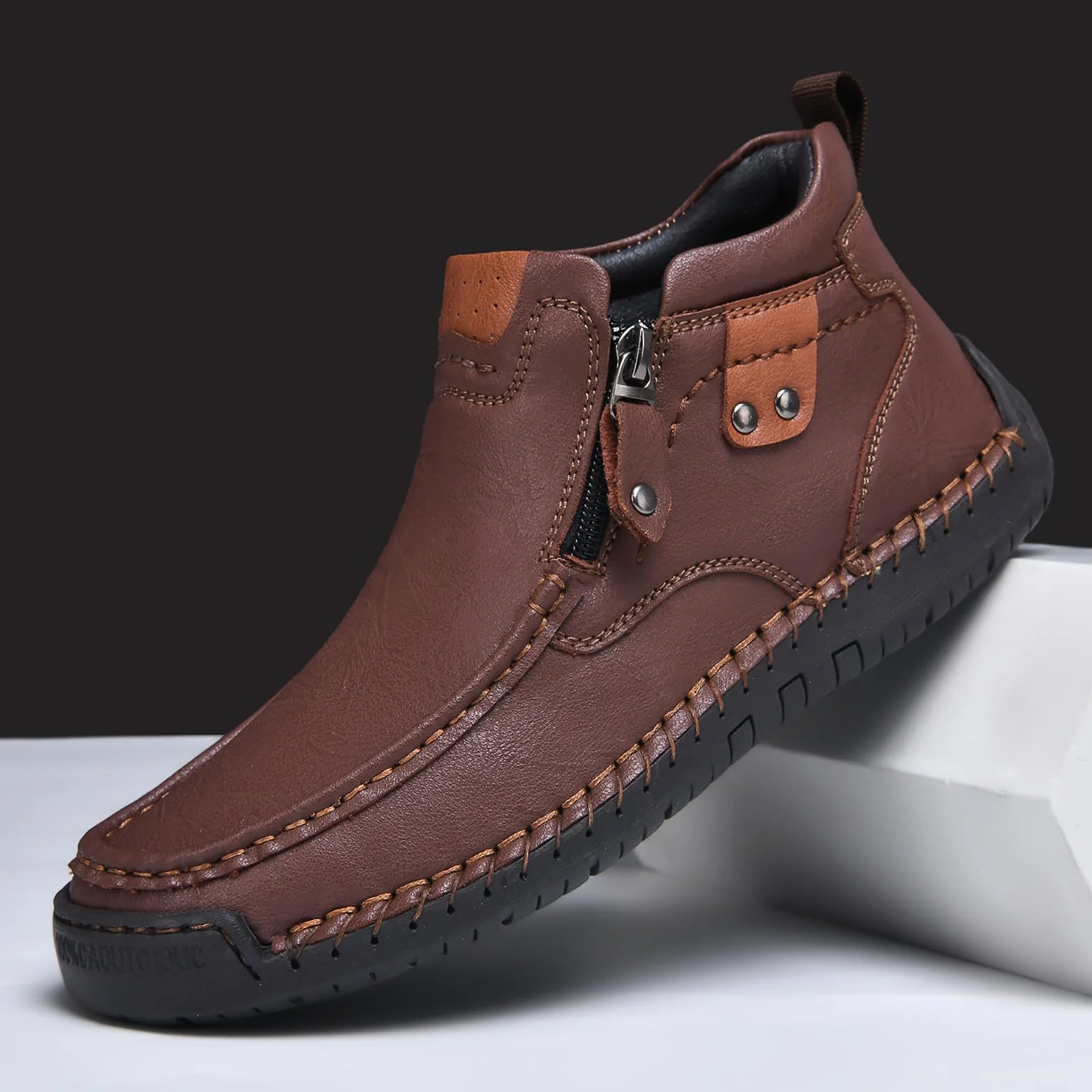 Zapatos de cuero para hombre mocasines ligeros transpirables suela suave