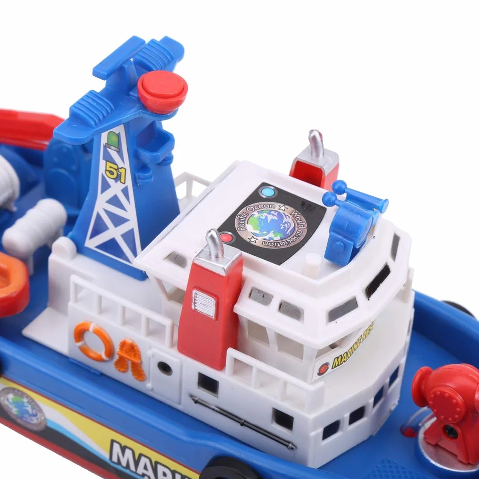 Barco de Juguete para Niños, Barco Rociador de Agua con Sonido y Luz de Flash para Diversión, Plástico Rojo/