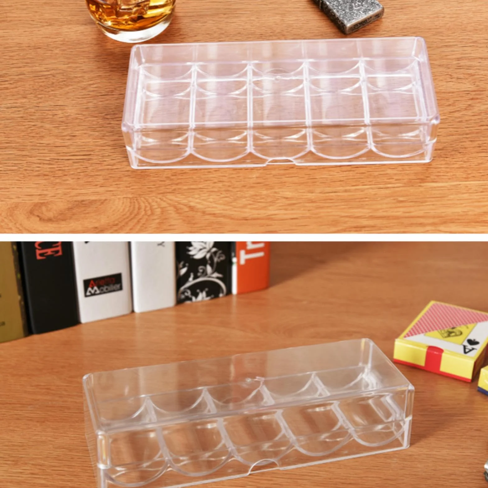 Chip Rack Clear Display Case Clear Tray Container with Lid Poker Chips Box Acryl PokerChips Tray Box Challenge Coin Display Mahjong Chips Storage Poker Chip Storage Box Poker Chips Organizer