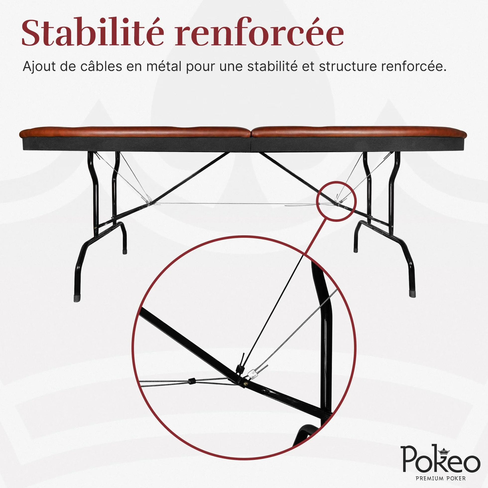 Mesa de Póker Plegable para 10 Jugadores – Tapete Negro – Compacta – Apoyabrazos PU Marrón – 10 Portavasos – Texas Hold'em Blackjack