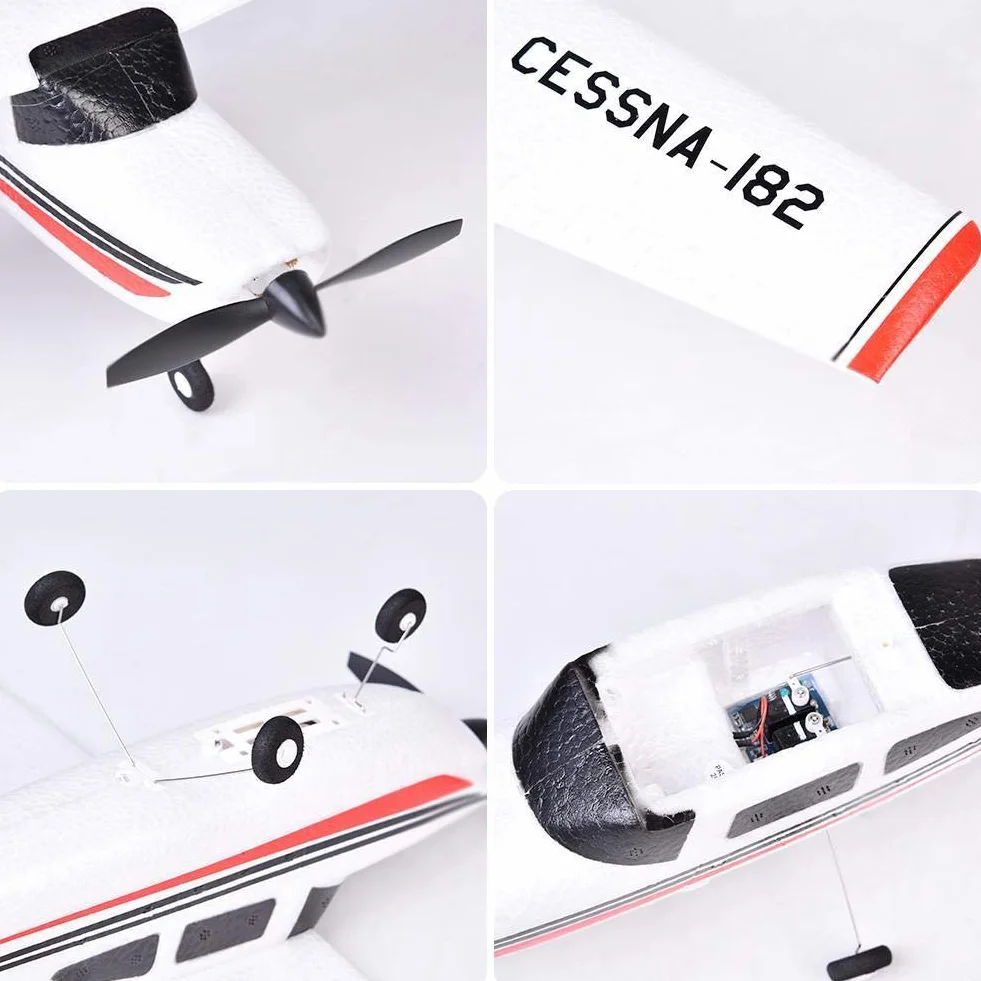 SATKIT WLToys Avión Radio Control Cessna 182 500mm Envergadura 3CH 2.4GHz Listo para Volar Acrobático EPS
