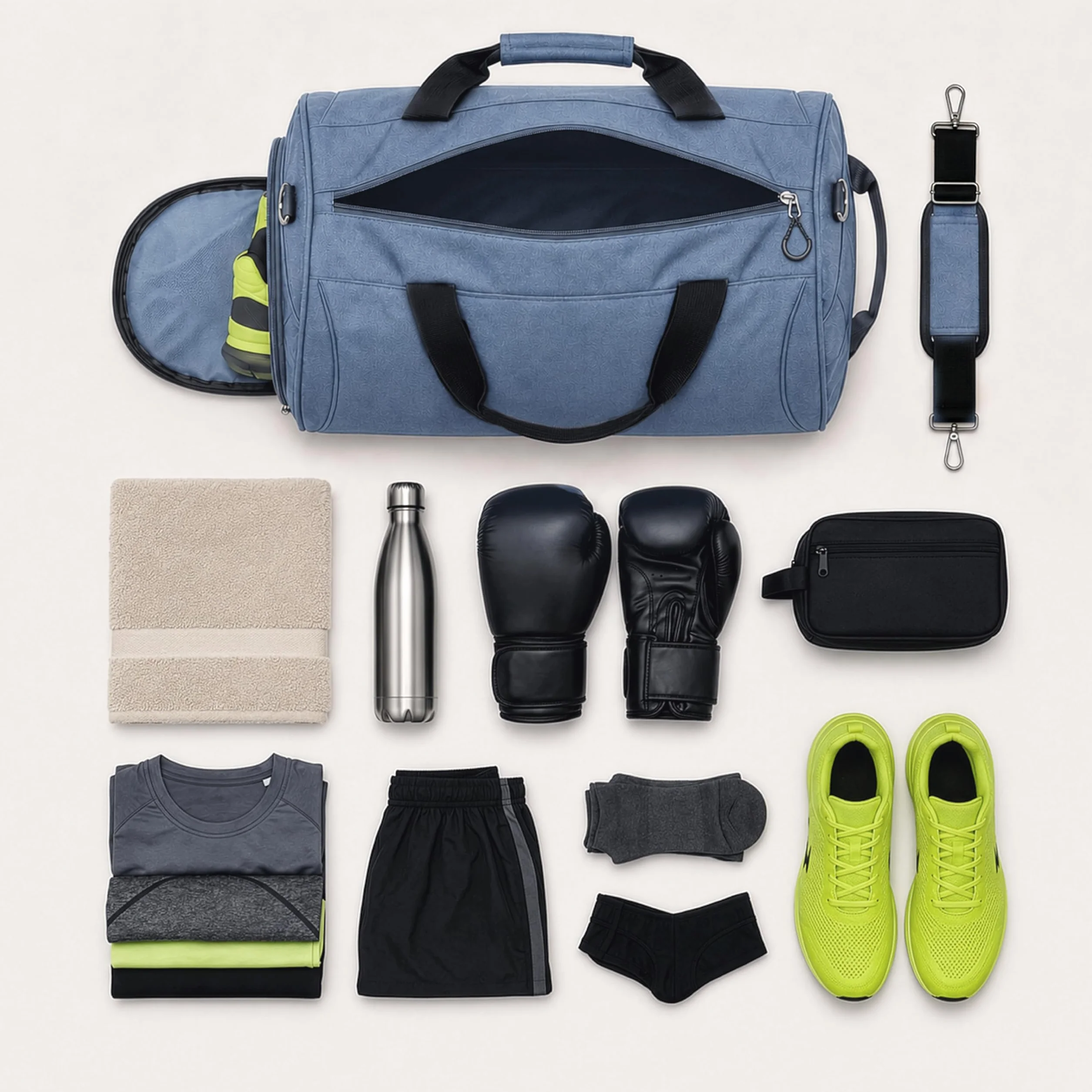 Mochila Gimnasio Hombre Mujer 50 l Compartimento Zapatos Humeda Viaje Gym Azul