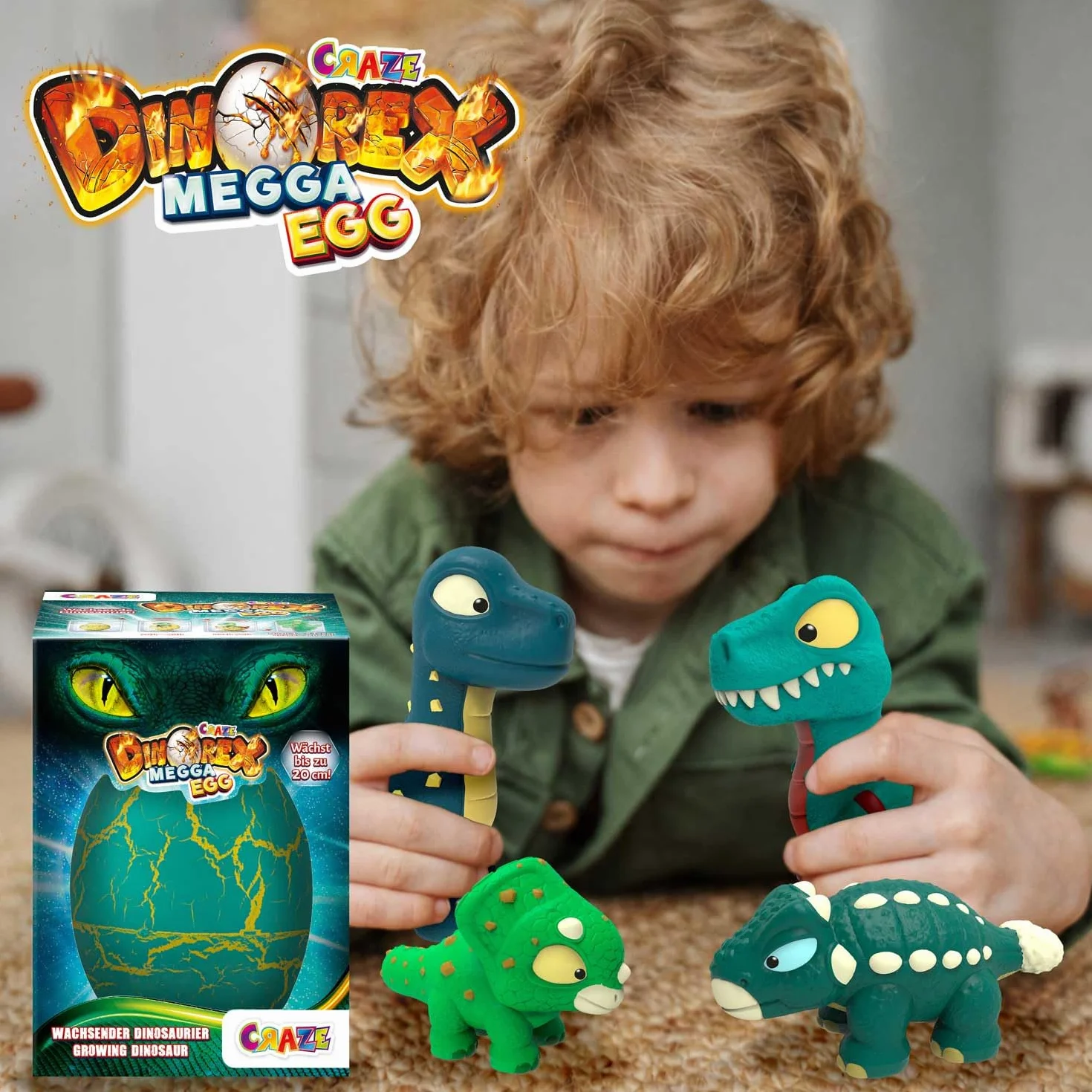 CRAZE Mega Egg DINOREX Juguetes de Dinosaurios para incubar Que Crecen en Agua, Huevos de Pascua con Sorpresa de Dinosaurio