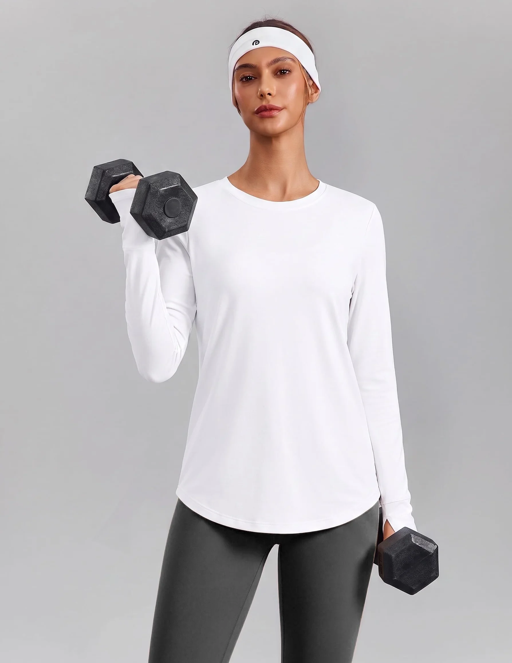 PINSPARK Camiseta Deportiva Mujer Manga Larga Protección Solar UPF 50 Secado Rápido Fitness Yoga
