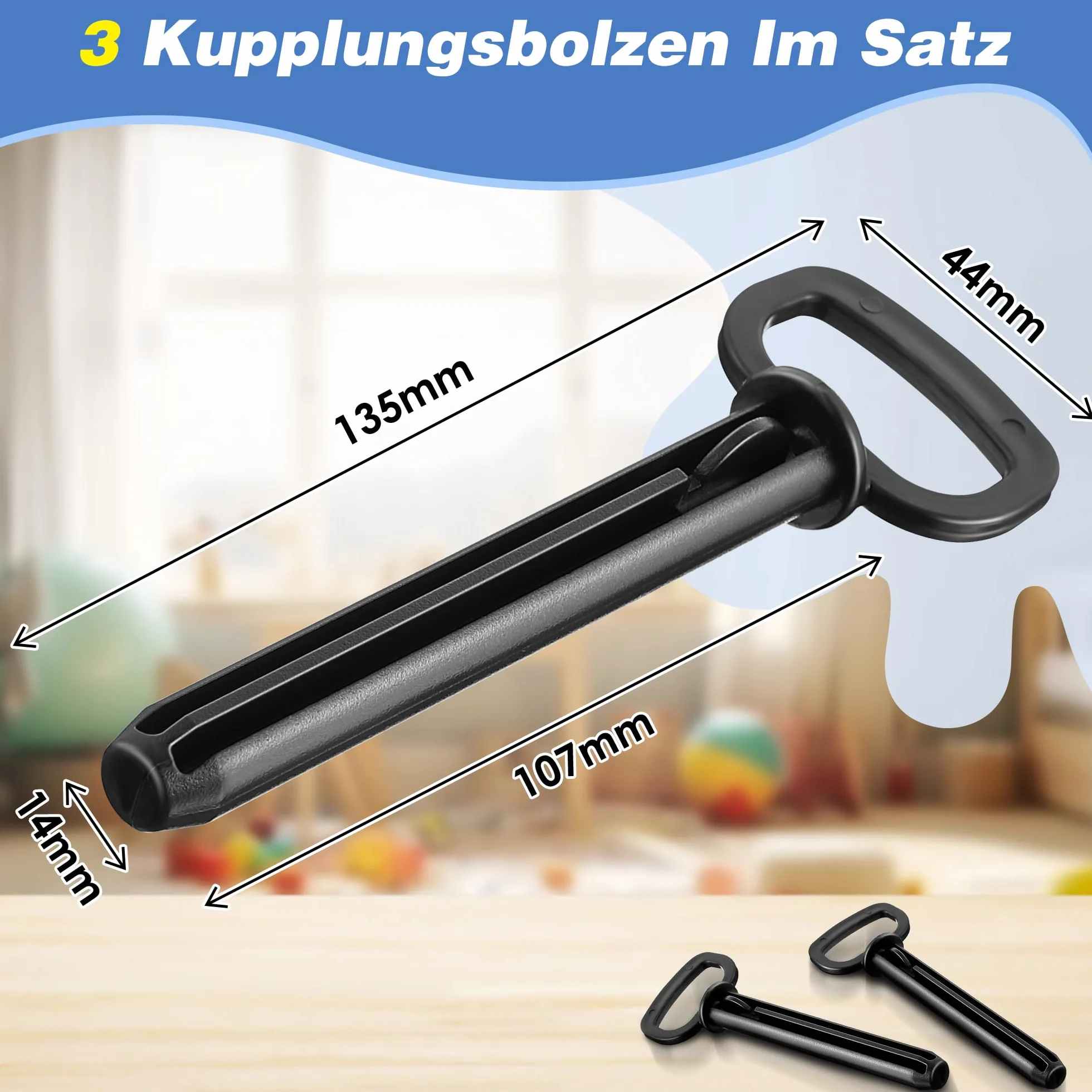 Enhon 3 Stück Toys Kupplungsbolzen Car Zubehör für Traktoren Zubehör für Trettraktoren Zum Anhängen Von Trailern, Zubehör für Kinderfahrzeuge, Schwarz Hochwertiger Kunststoff