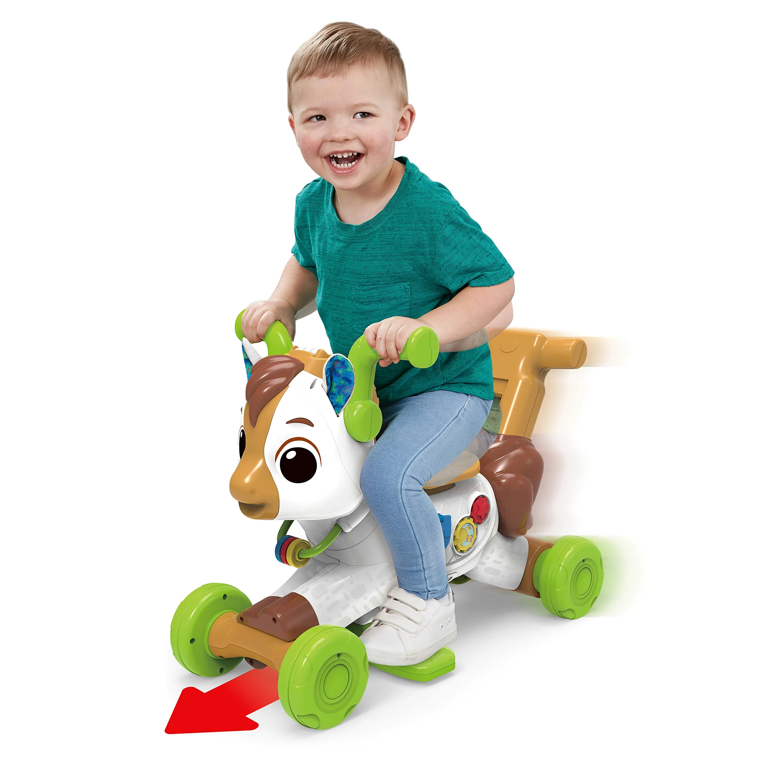 VTech - Caballito bebé Rueda y trota, Andador correpasillos 4-en-1 para bebés +12 Meses, Versión ESP