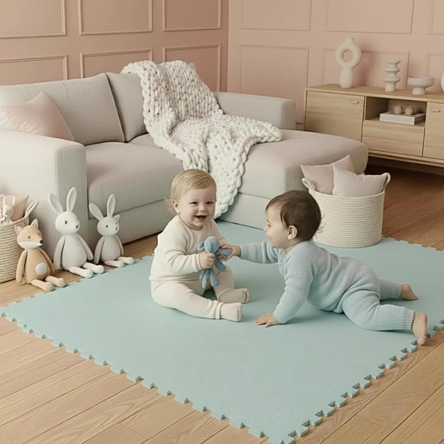 LittleTom 18 Piezas Alfombra Bebé Desde el Primer Mes - 30x30 Colchoneta de Espuma EVA Acolchada - Superficie Puzzle Antideslizante para Niños Pequeños - Suelo Protector para la Habitación Infantil