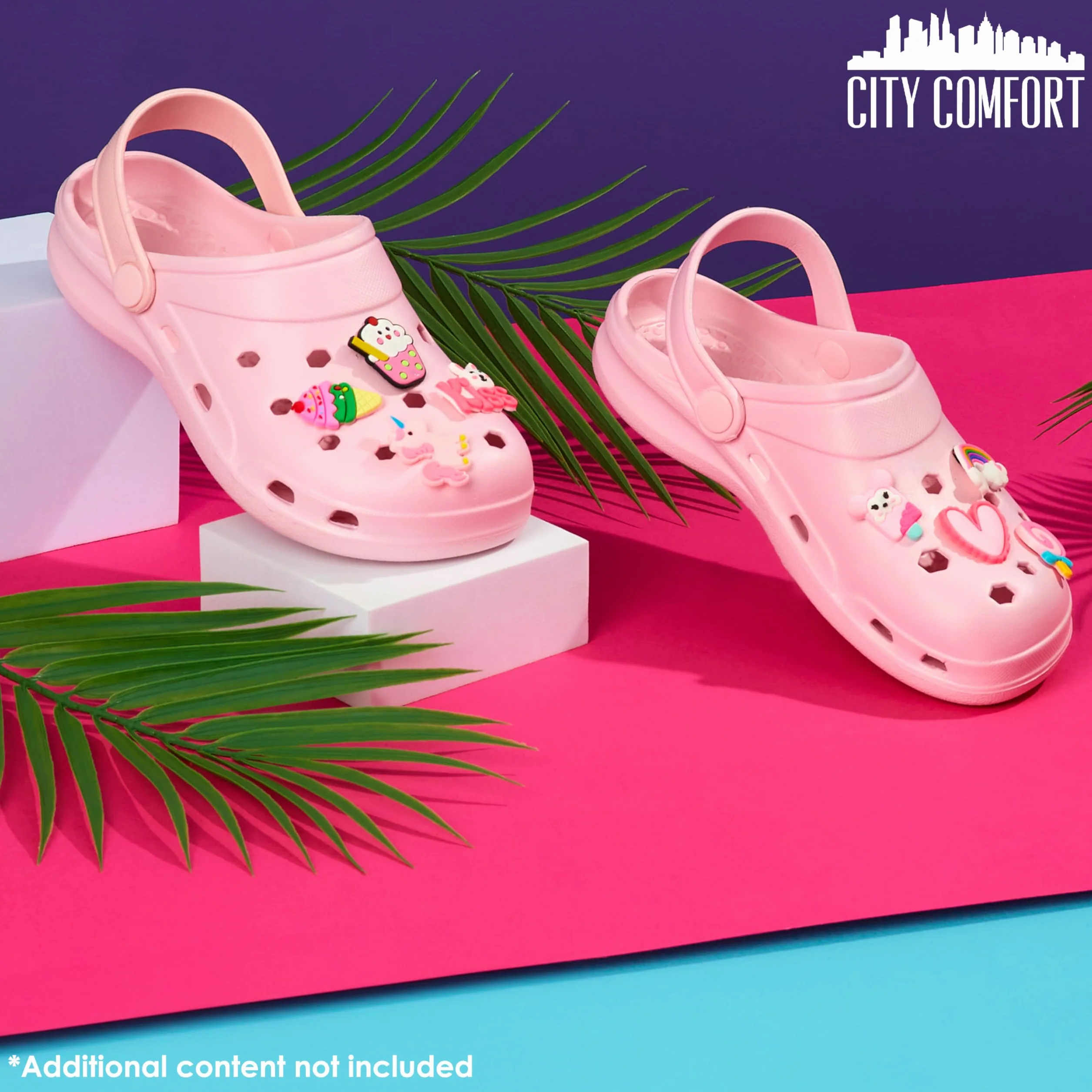 CityComfort Zuecos Niña con Charms Removibles Playa Piscina