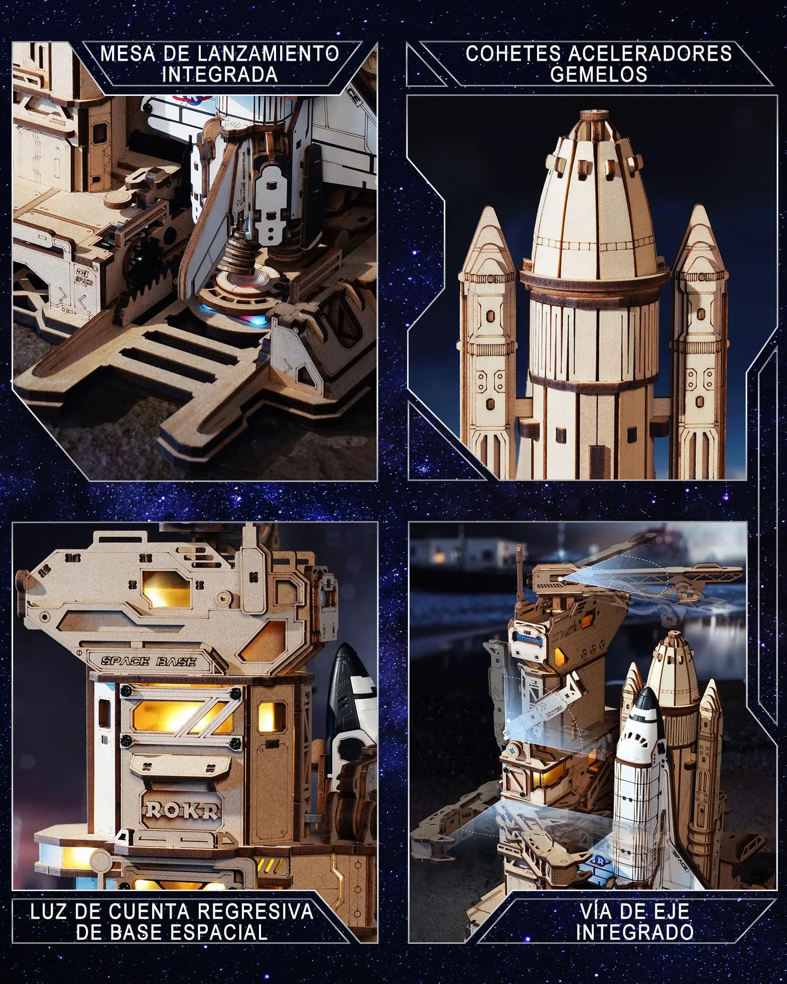 ROKR Puzzle 3D Madera Space Shuttle LKA02 Maquetas para Construir Adultos Cohete