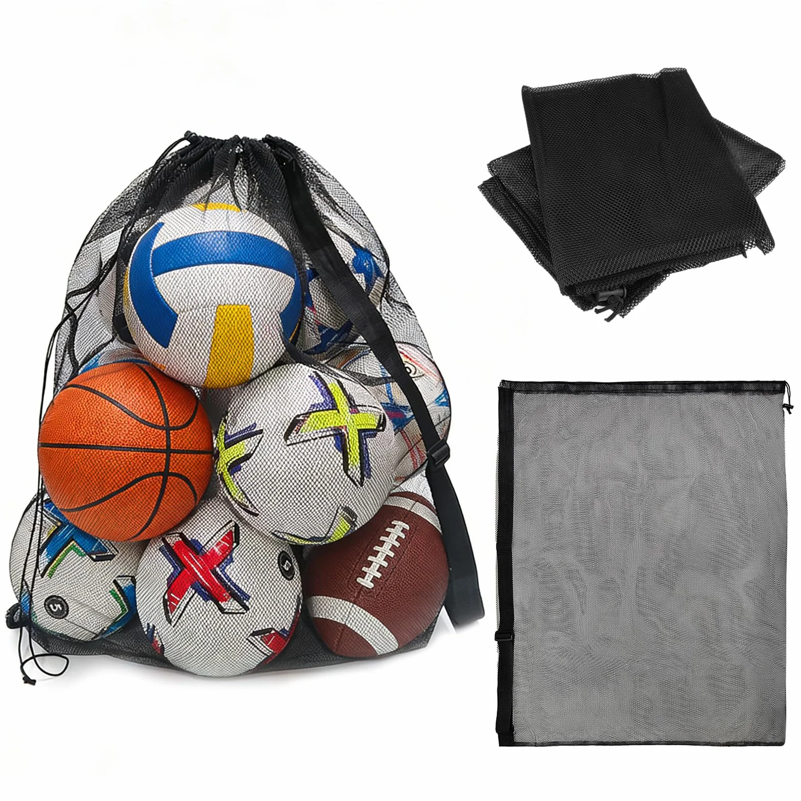 Bolsa de Malla para Balones 75.5 x 100.5 cm, 10-15 Bolas, Negro