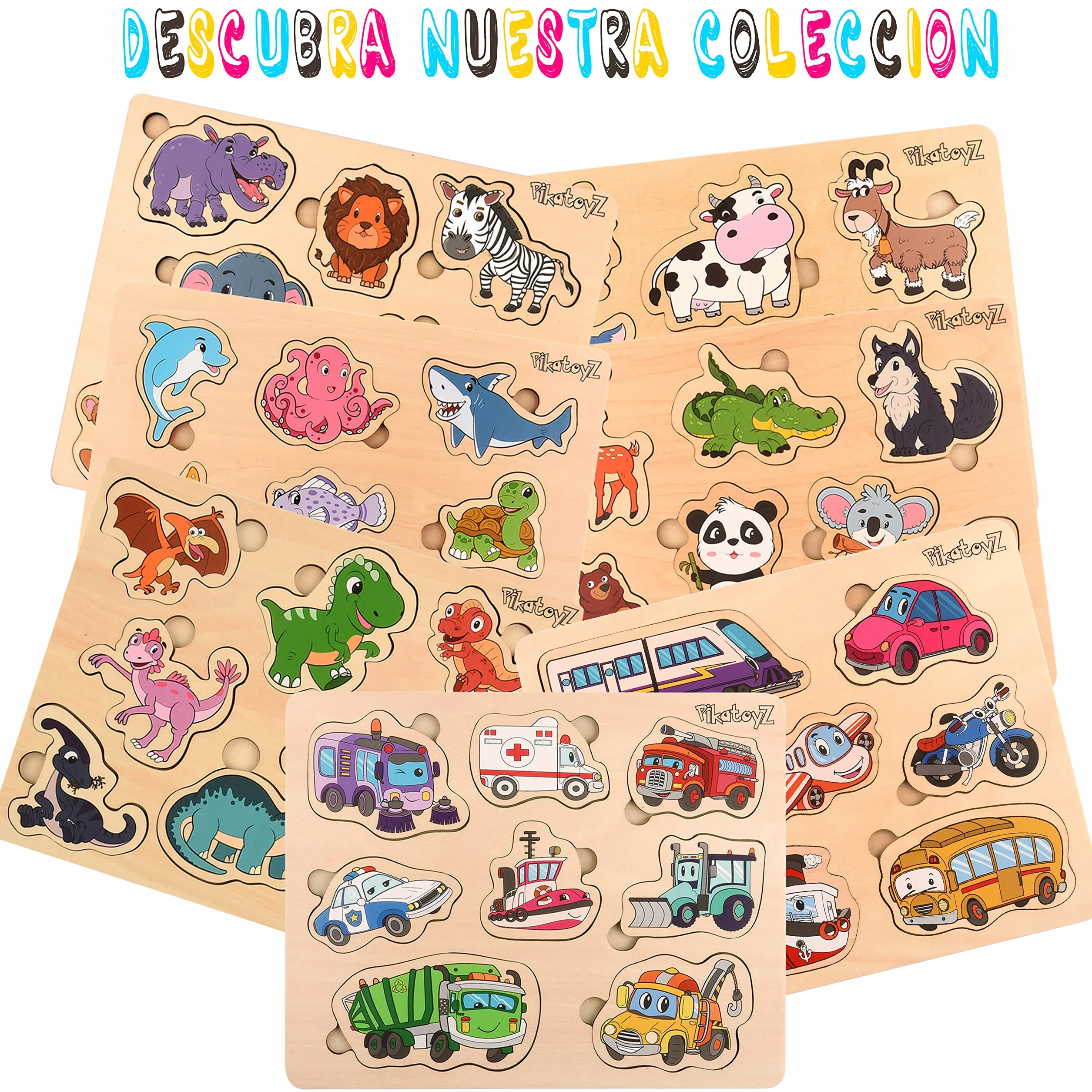 Juguetes Montessori Puzzle de Madera Animales de Granja para Bebés 1 2 3 Años