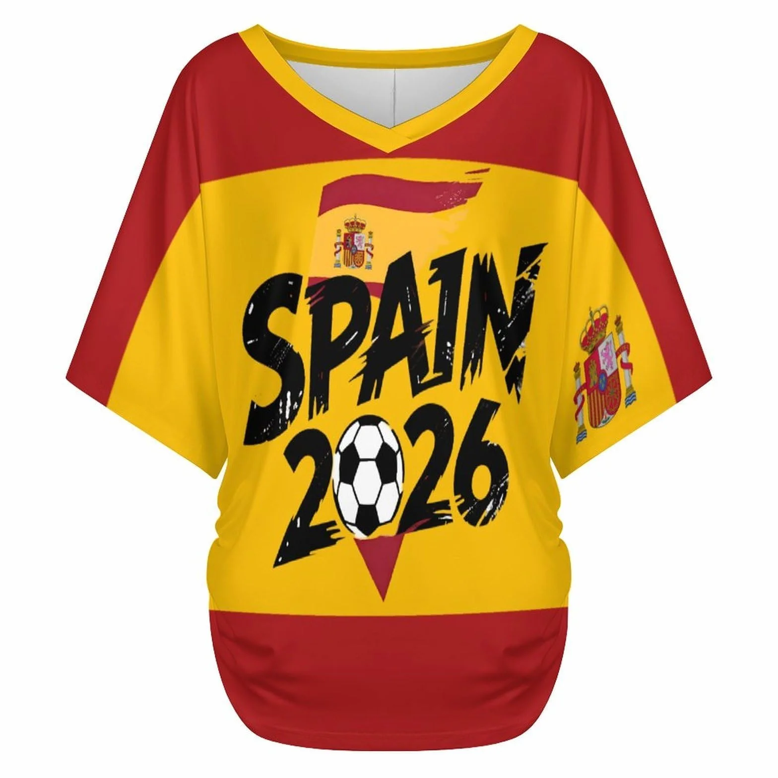 Camiseta España Mundial 2026 Mujer Manga Corta Bandera Regalo Casual Futbol Deportivo Basica