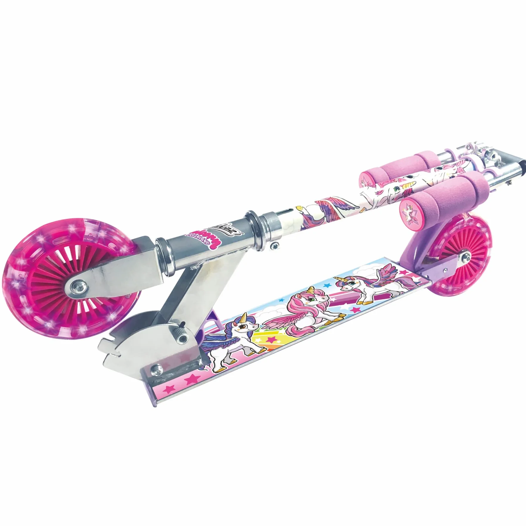 Ozbozz SV13988 Unicorn Scooter con 2 Ruedas iluminadas, 4-11 años, manillar ajustable, Multicolor