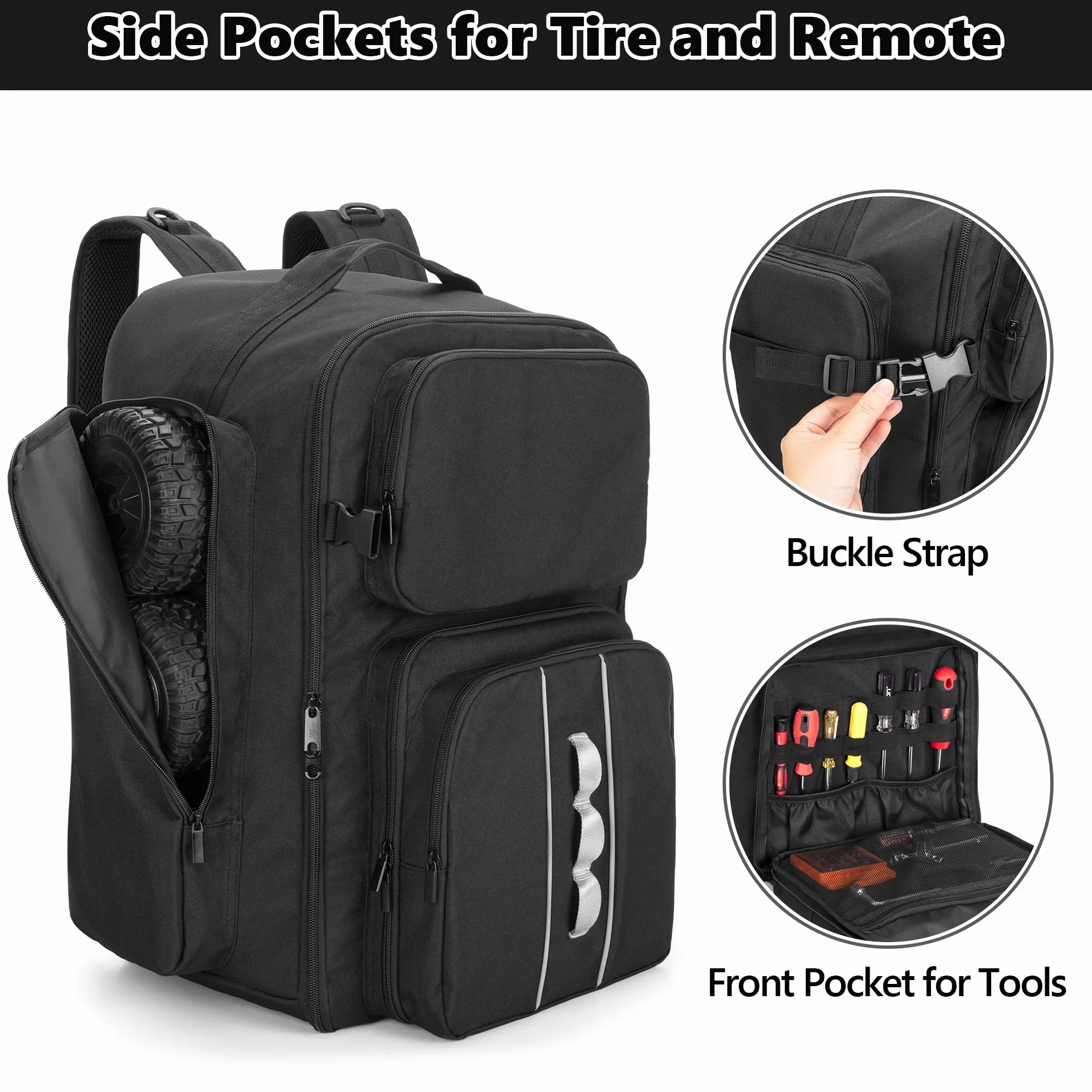 GOBUROS Mochila RC para coche 1/10, bolsa de almacenamiento con múltiples bolsillos