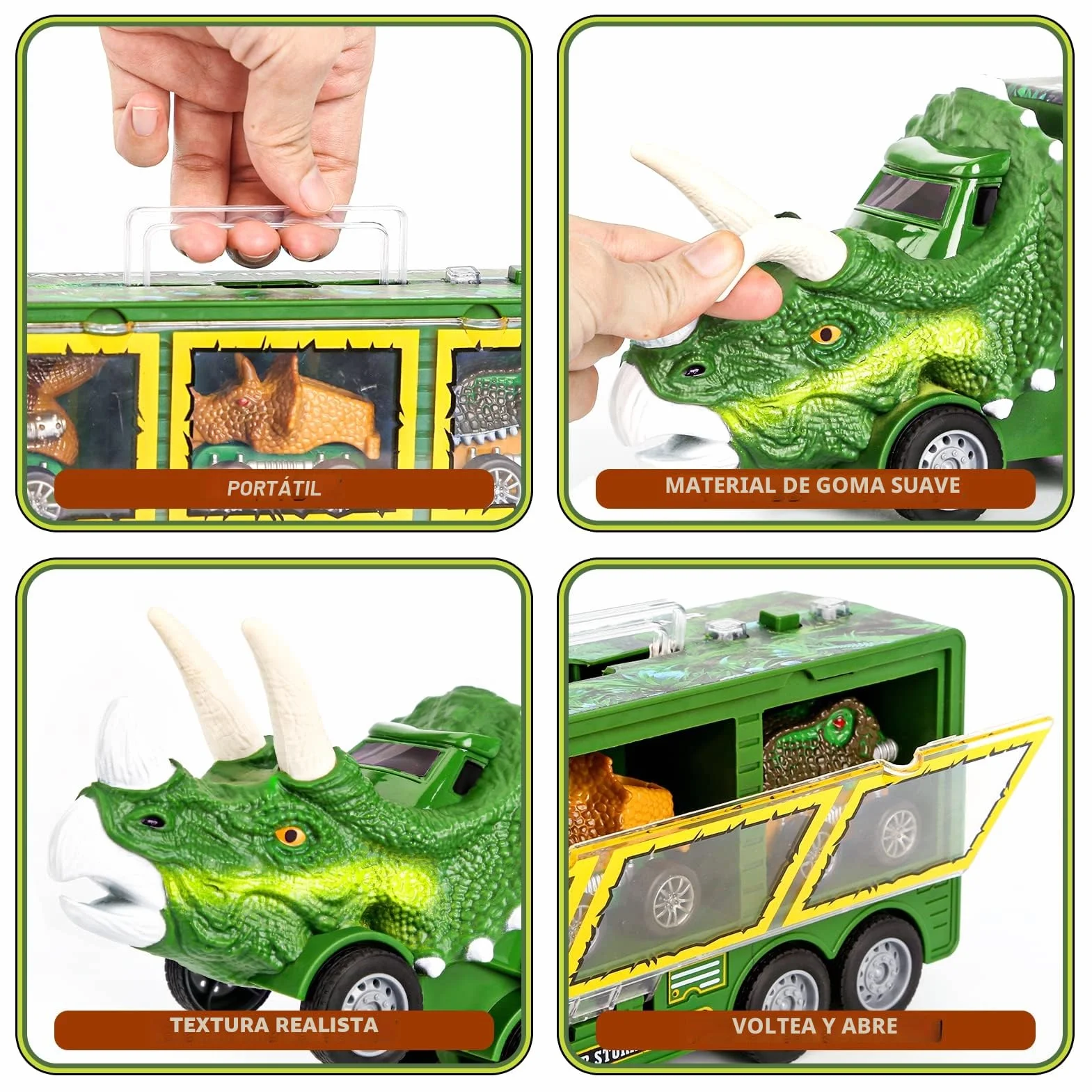 DINORUN Camión Transportador de Dinosaurios Juguetes Coches de Juguetes con Luz y Sonido para Niños y Niñas