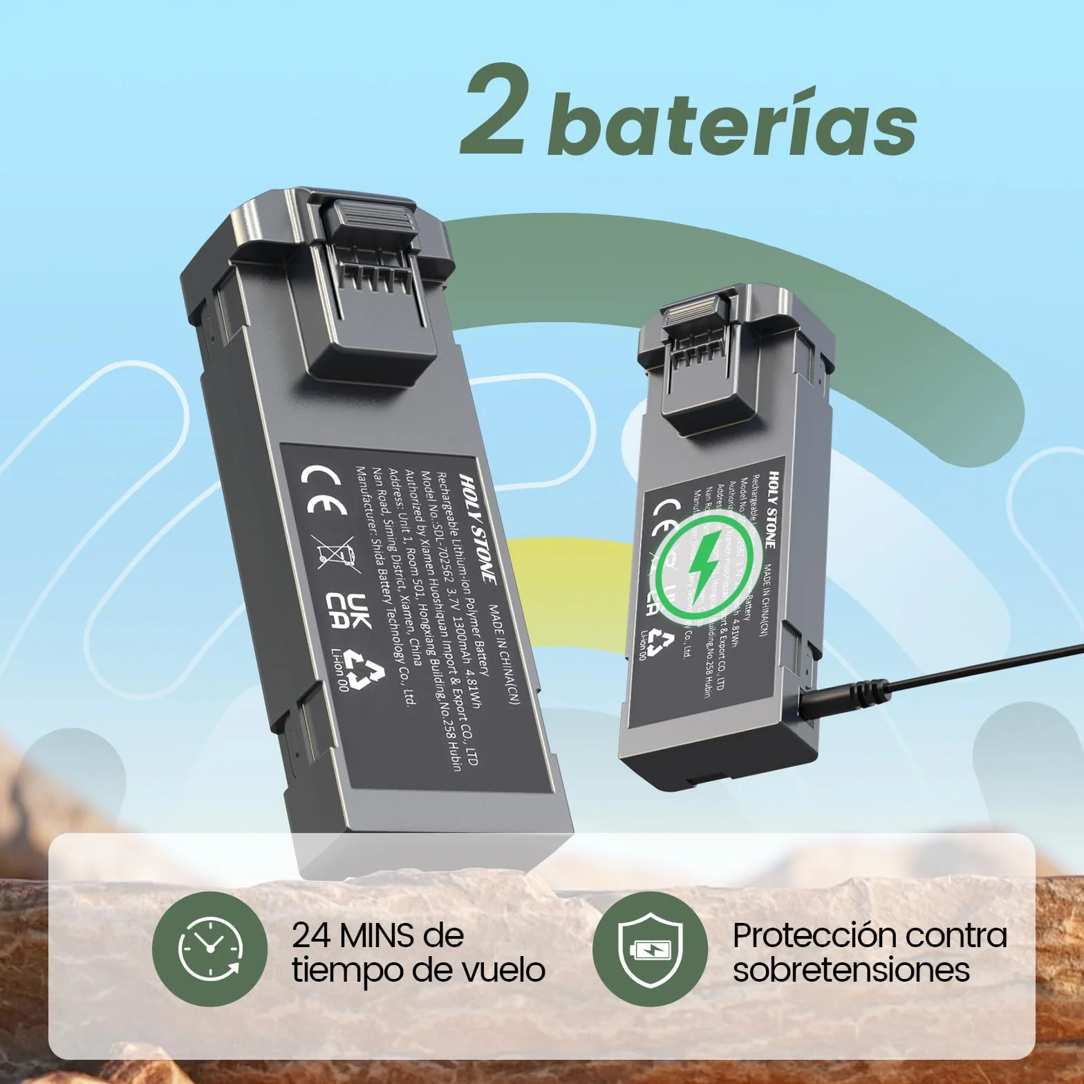 Dron plegable Holy Stone HS290 con cámara FPV HD de 1080P, cuadricóptero RC con flujo óptico, control por aplicación, 3 velocidades, 2 baterías modulares, regalo de juguete cristiano para niños, C0