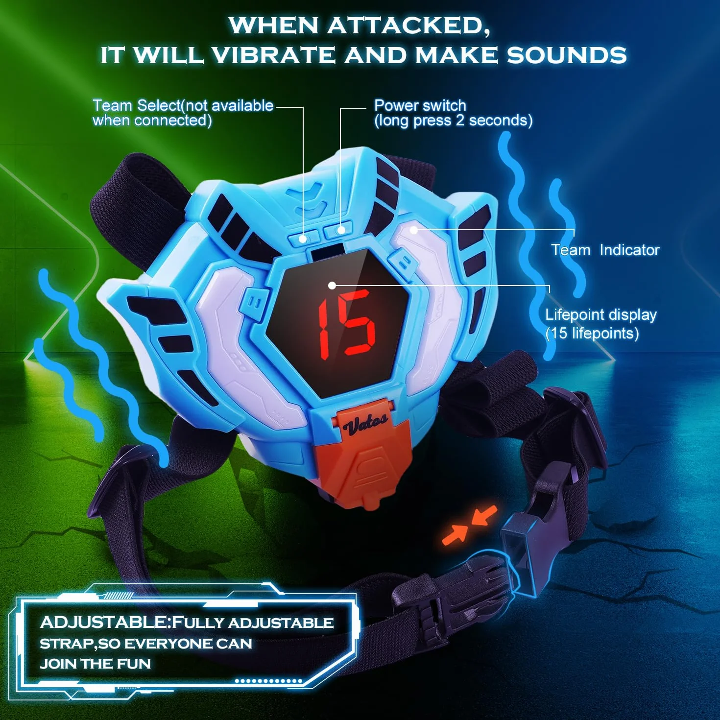 VATOS Recargable Laser Tag Set 4 Packs - En Tiempo Real de Datos Sync Infrarrojos Laser Tag Sets, 4 Jugador Lazer Tag Juego de Disparos para Niños Adolescentes Edad 6-12 años