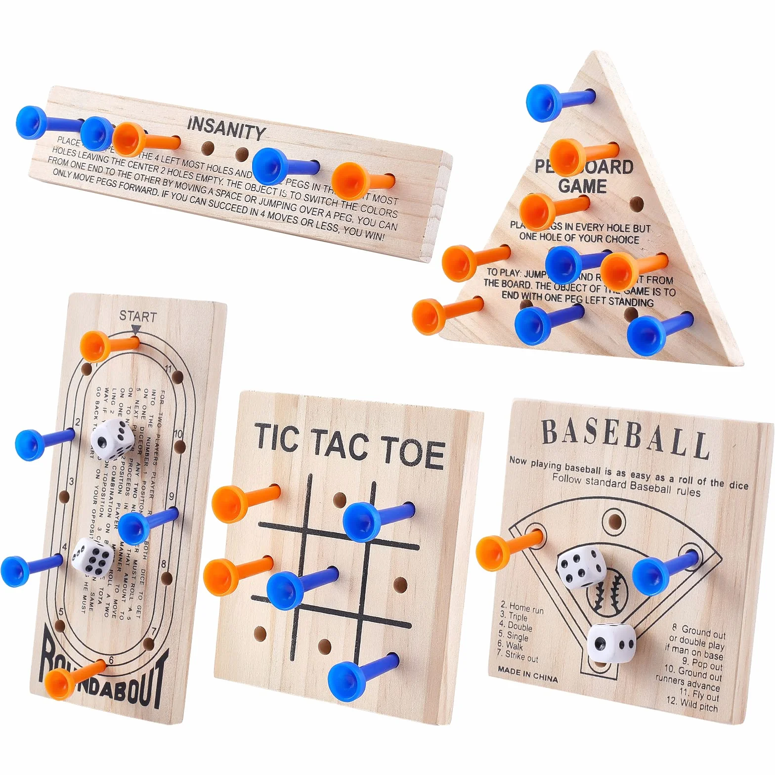 SUPERFINDINGS Tablero de Madera con 5 Estilo Piezas de Plástico Y Dados Cerebro
