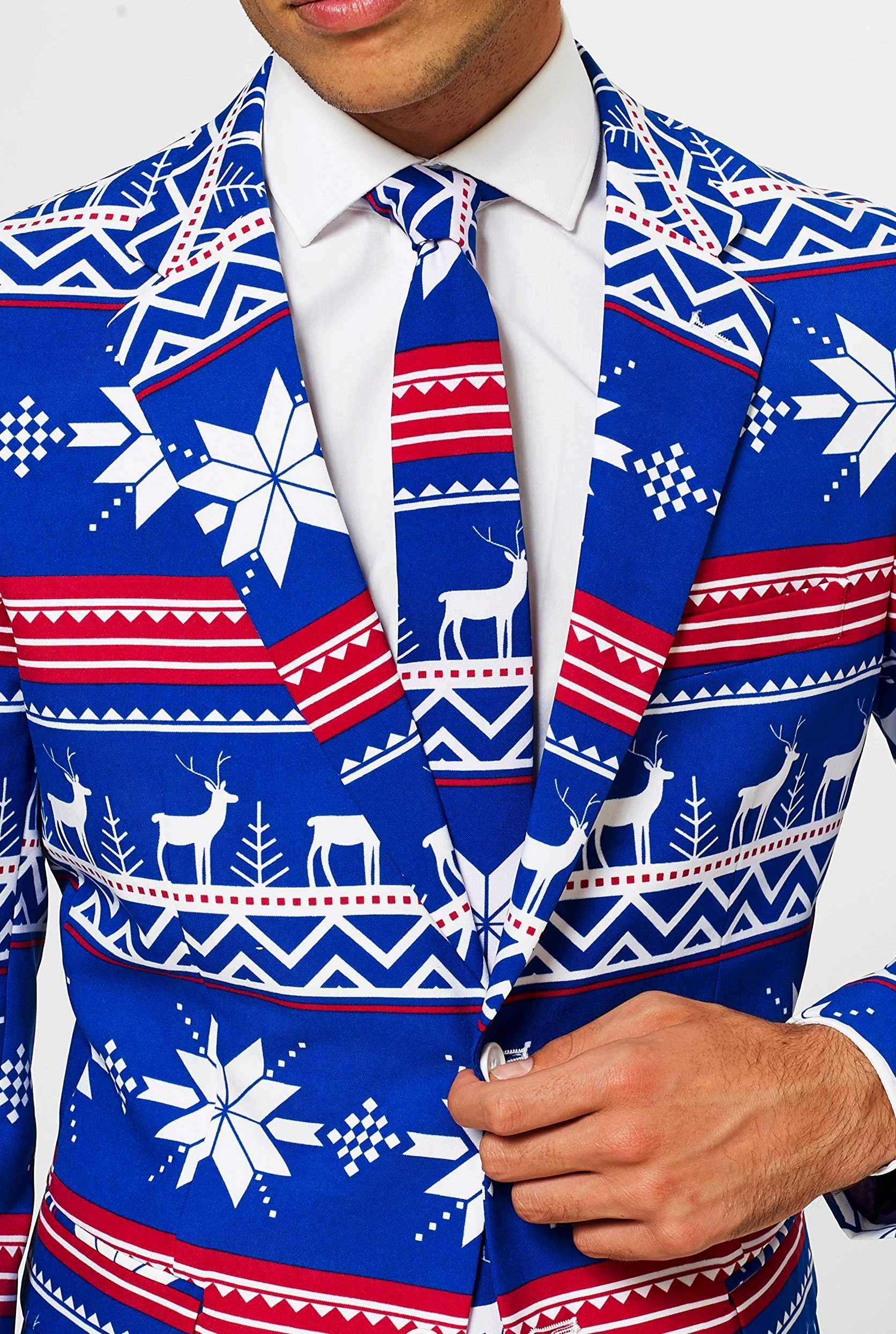 OppoSuits Fun Ugly Christmas Suits For Men – The Rudolph – Full Suit: Jacket, Pants & Tie Traje de Hombre Hombre