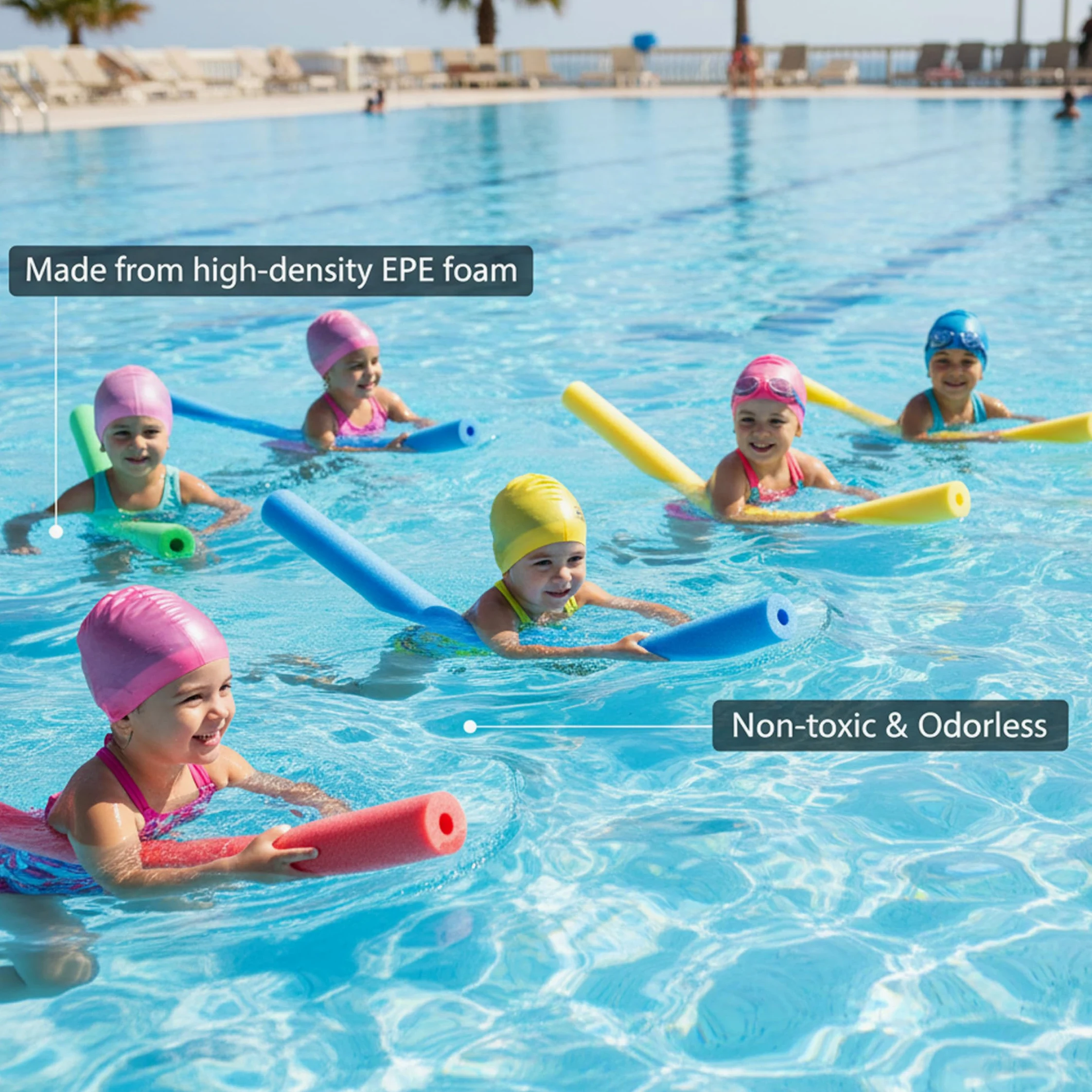 Paquete de 2 Fideos para Piscina de Espuma Hueca de Alta flotabilidad de 59, 06 Pulgadas de Grosor