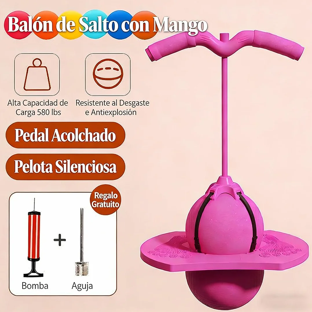 Pelota Saltarina para Niños, Balón de Equilibrio con Asa y Bomba, Juguete de Salto Interior Exterior, Ejercicio y Coordinación para Pequeños y Adultos, Regalo Cumpleaños para Niños y Niñas (A5)