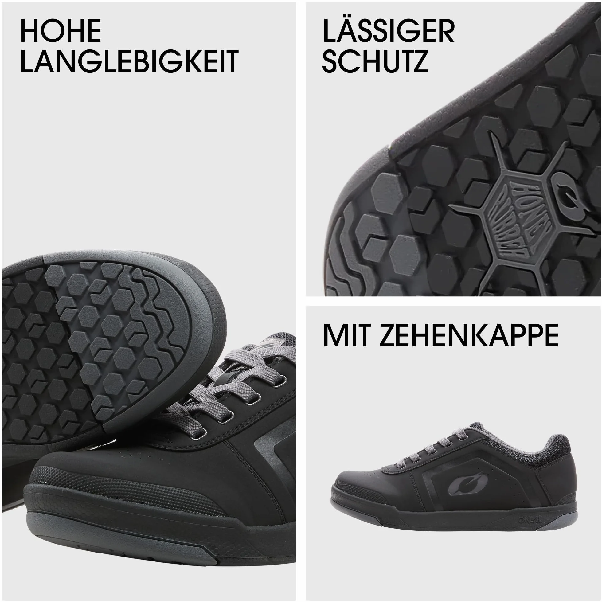 O'NEAL Zapatillas de Bicicleta de Montaña MTB Downhill Freeride Zapato de Pedal Plano con Clavos Edición TBS Negro Gris
