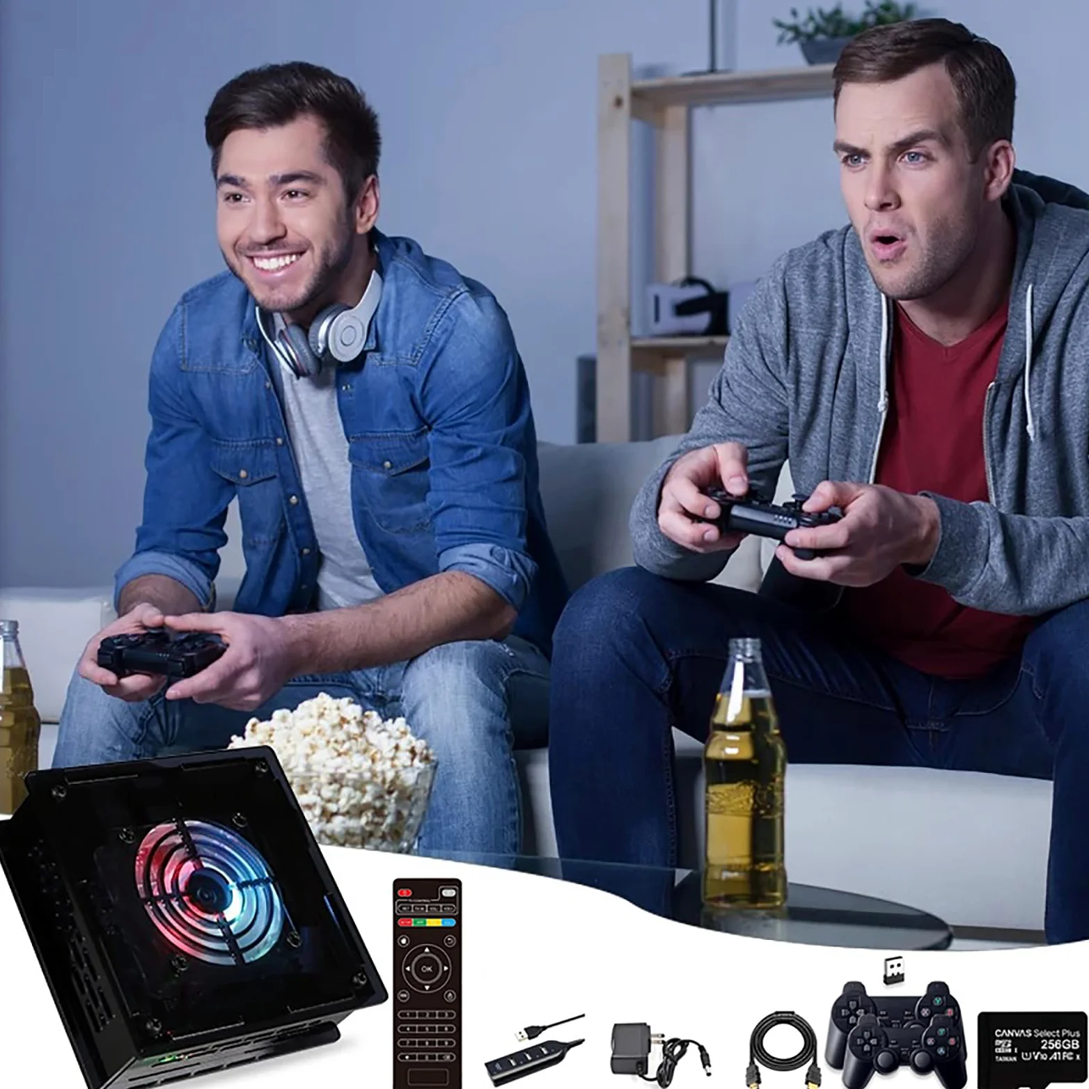 Super Console X Pro Plus, Consola De Juegos Retro De 256 GB con Más De 50 000 Juegos Integrados, Consola De Videojuegos con 2 Controladores Inalámbricos Que Admite Salida De Alta Definición HD