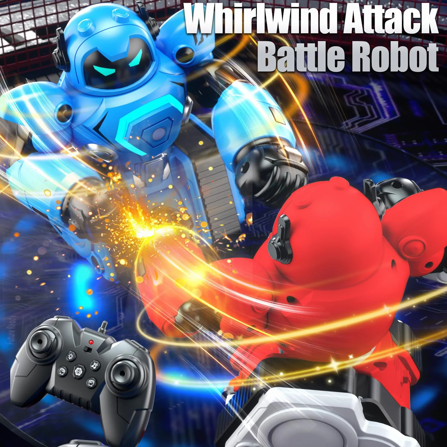 OBEST Robot teledirigido Kombat, juego de boxeo, fútbol, duelos, parachoques de aerosol, luces LED y sonido
