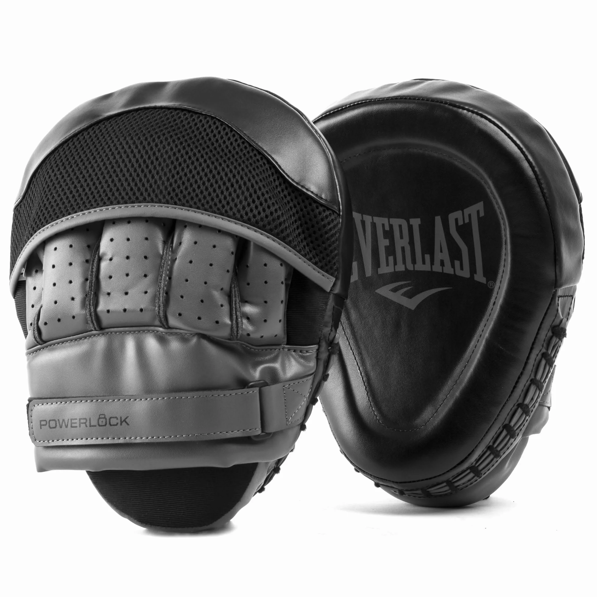 Everlast Powerlock R Manoplas de Boxeo Negras con Dedos Acolchados, Protección MMA y Kickboxing