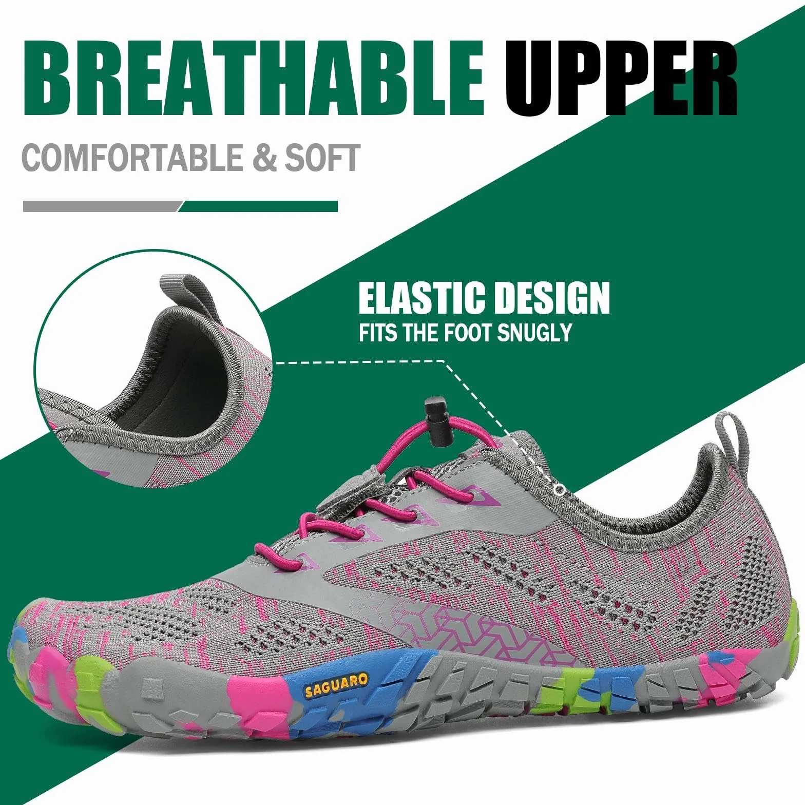 SAGUARO Zapatillas Barefoot Hombre Mujer Zapatos Minimalistas Trail Running Zero Drop Suela 36-48 EU