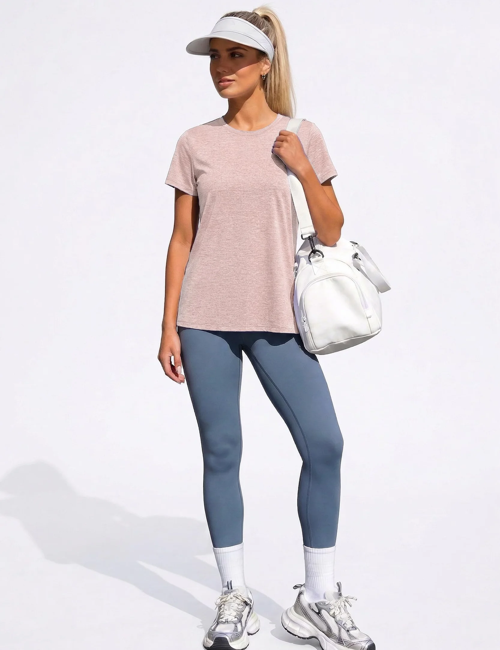 Camiseta Deportiva Mujer Manga Corta Cuello Redondo Transpirable Secado Rápido Fitness Yoga Running S-XXL