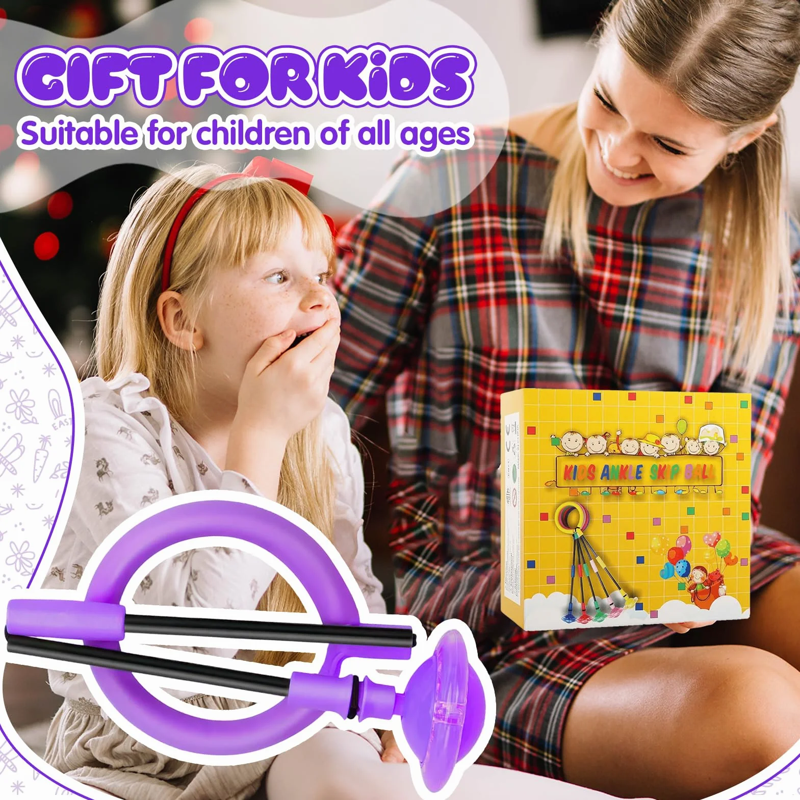 Chimoo Bola de Salto de Tobillo Plegable Anillo de Salto Intermitente Colorida para Niños Niñas 6-9 Años