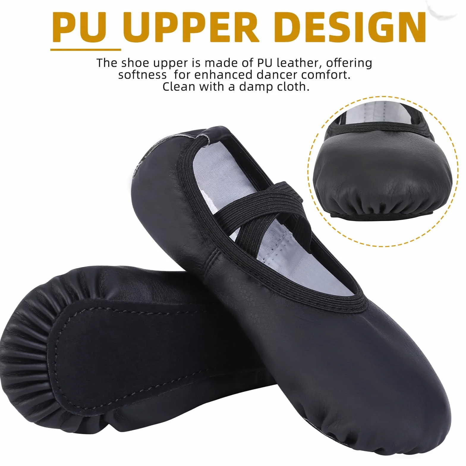 Zapatillas de Danza PU-Cuero Zapatos de Ballet Suela Completa Calzado Gimnasia Ritmica para Niña y Mujer 22-43 EU