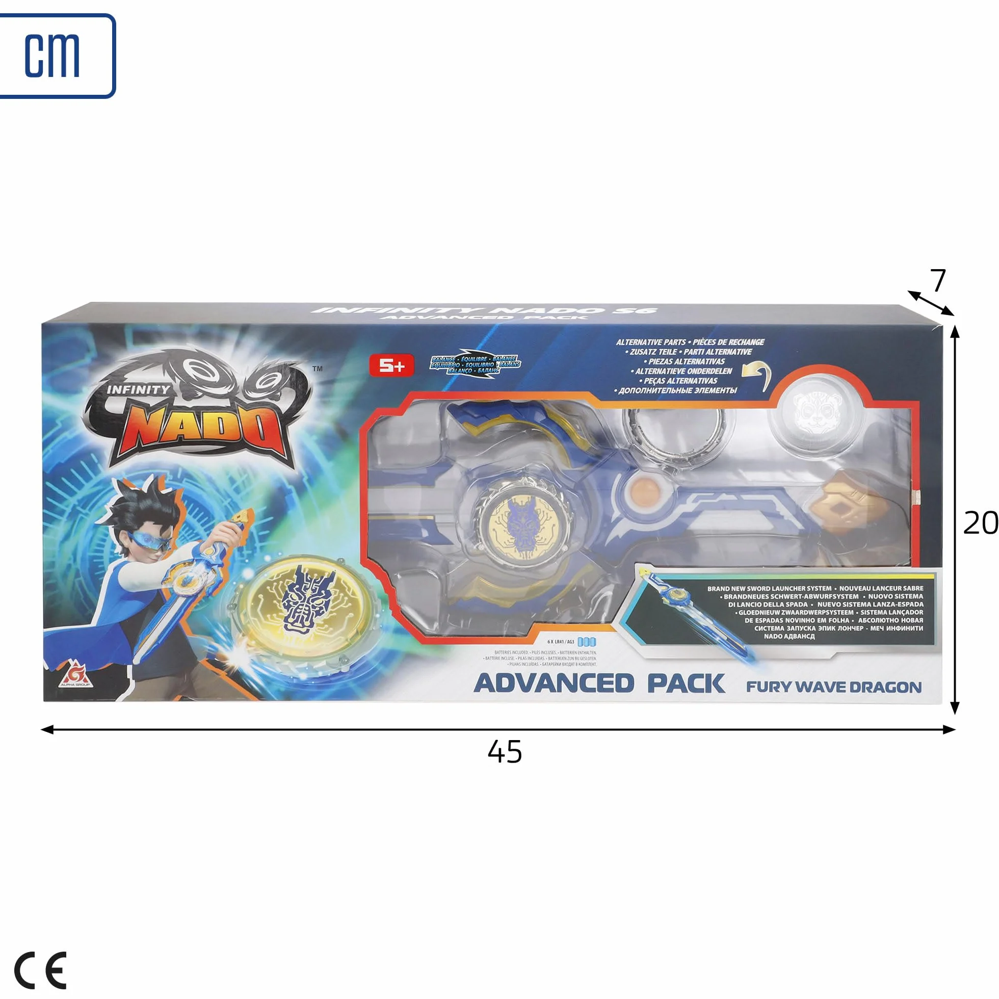COLORBABY Infinity Nado S6 Advanced Pack Fury Wave Dragon, Espada lanzadora, Peonza de Luces y Piezas Intercambiables, Juguete de Combate Personalizable (48091)