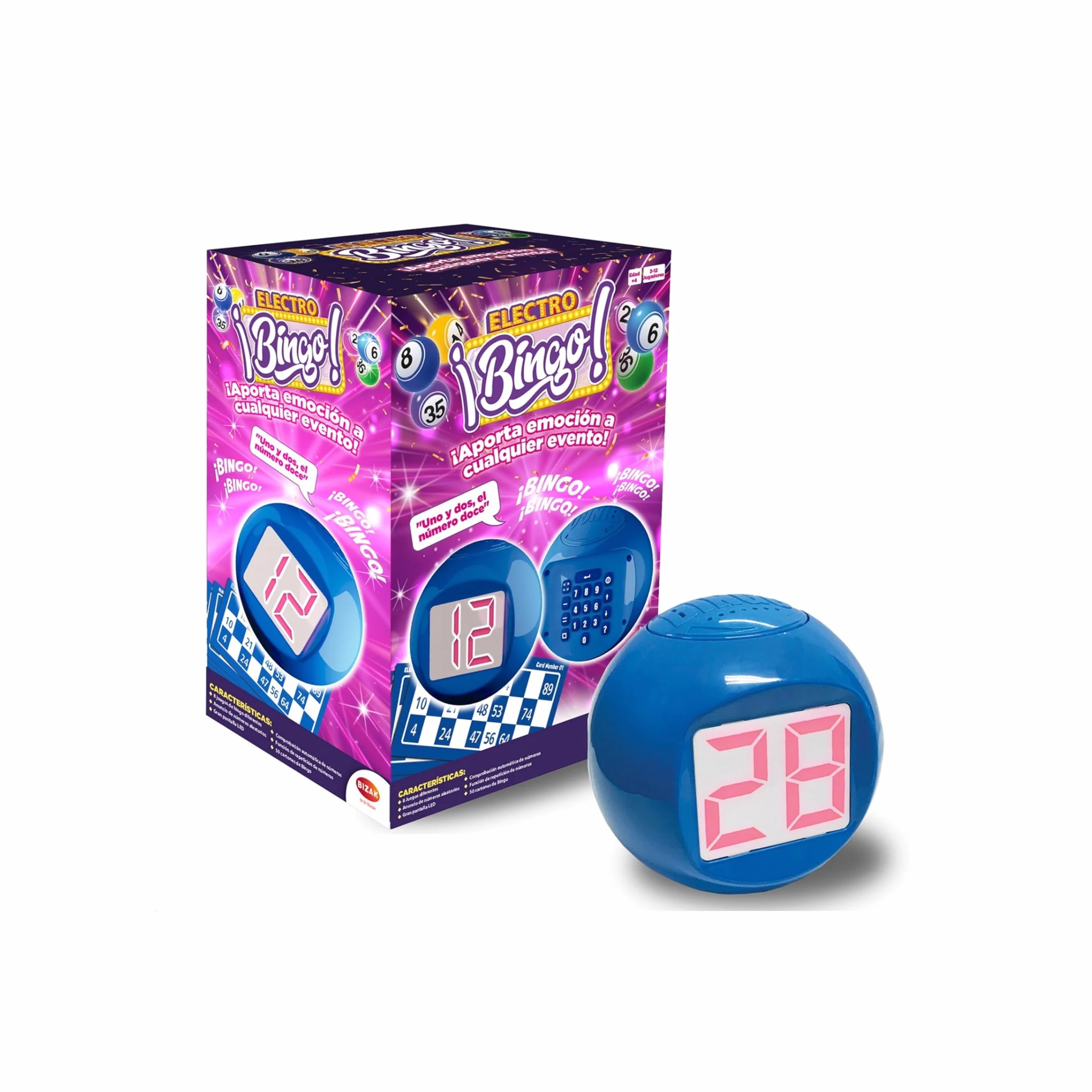 Bizak Electrobingo, Bingo electrónico con Sonido, Juego de Mesa Familiar, para Jugar con Amigos, Regalo de Juego Infantil niños y niñas Desde 4 años de Edad (61832162)