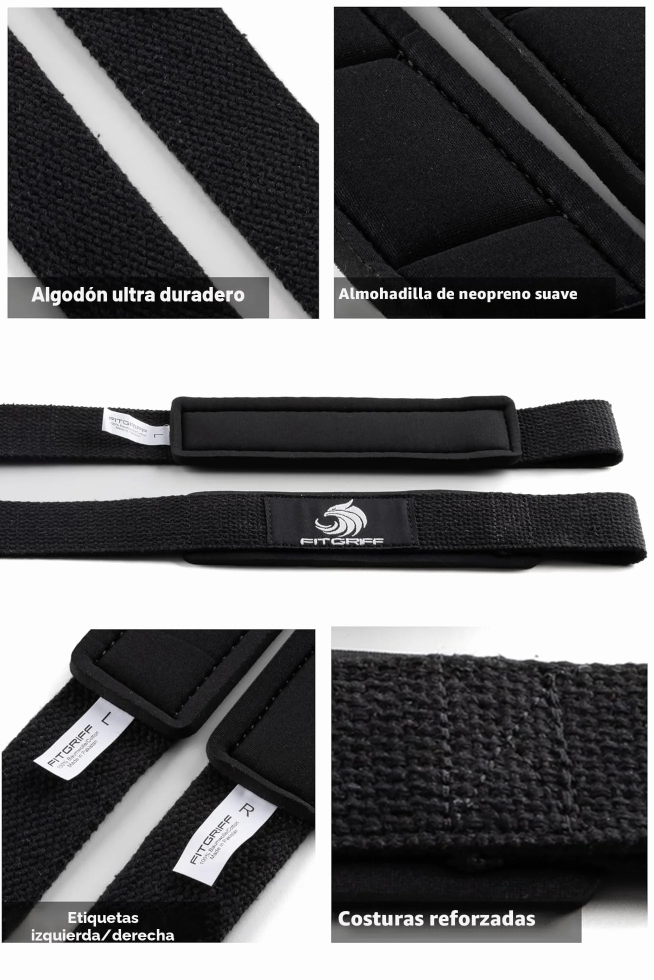 Fitgriff® Straps Gym Correas Levantamiento de Pesas para Lifting Accesorios Fitness