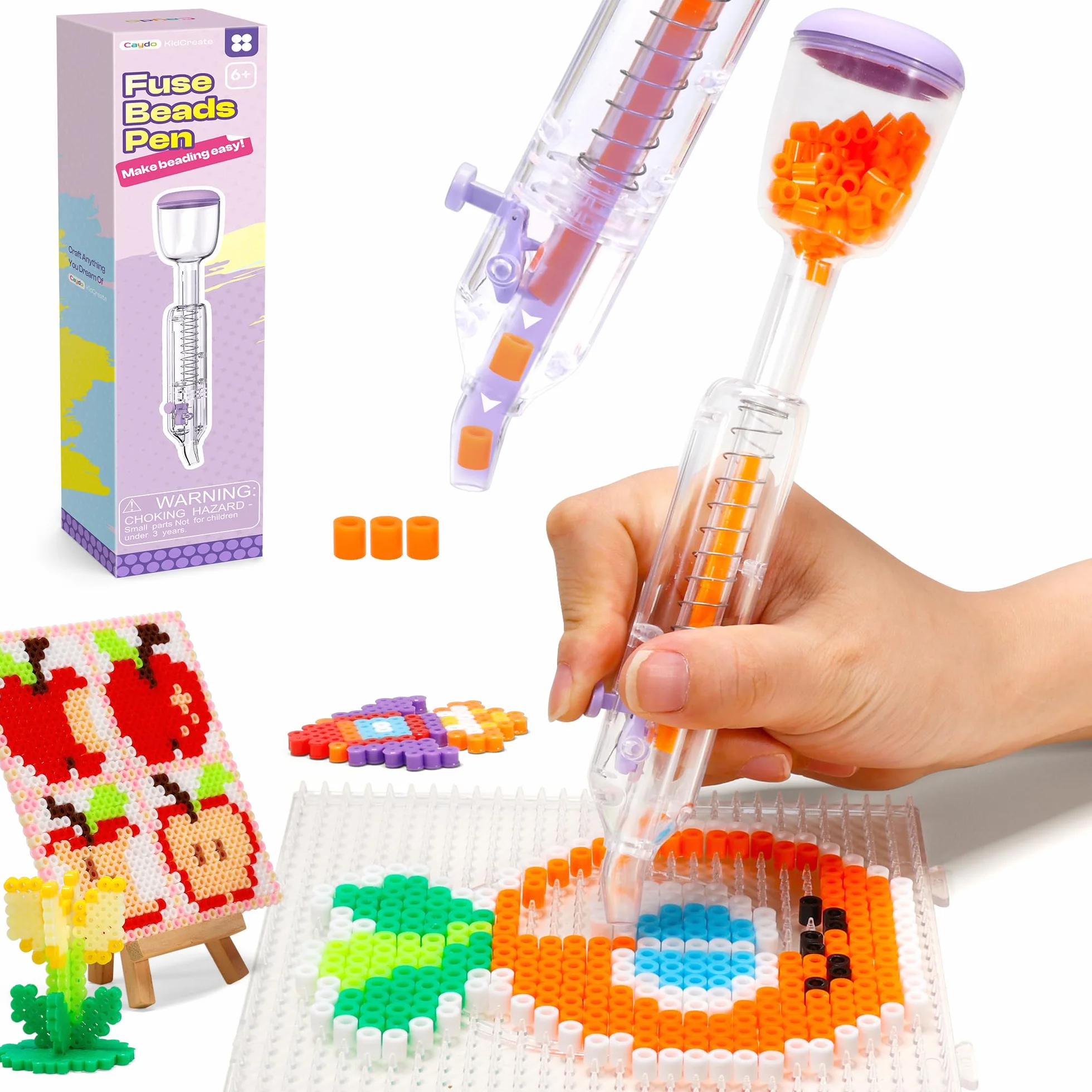 Caydo Pluma para Cuentas Fusibles 5mm, Distribuidor de Cuentas Fusibles Moradas para Decoraciones DIY Navideñas y Caseras, Interacción Padre-Hijo y Manualidades para Niños