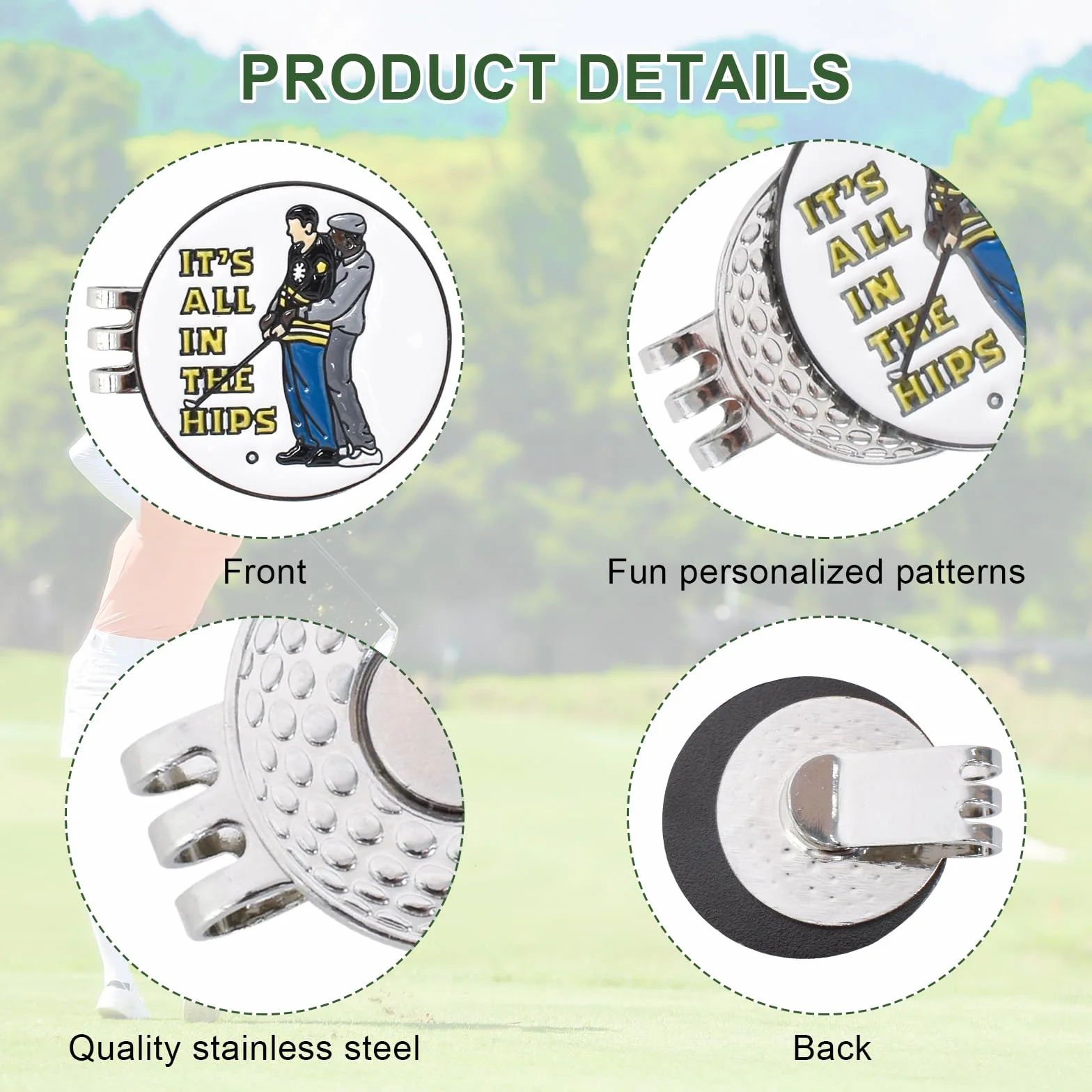 Marcador de Pelotas de Golf con Clip de Sombrero Magnético, Clip para Sombrero de Golf con Marcador de Bola Magnético, Marcador de Golf Metal Clip Magnético
