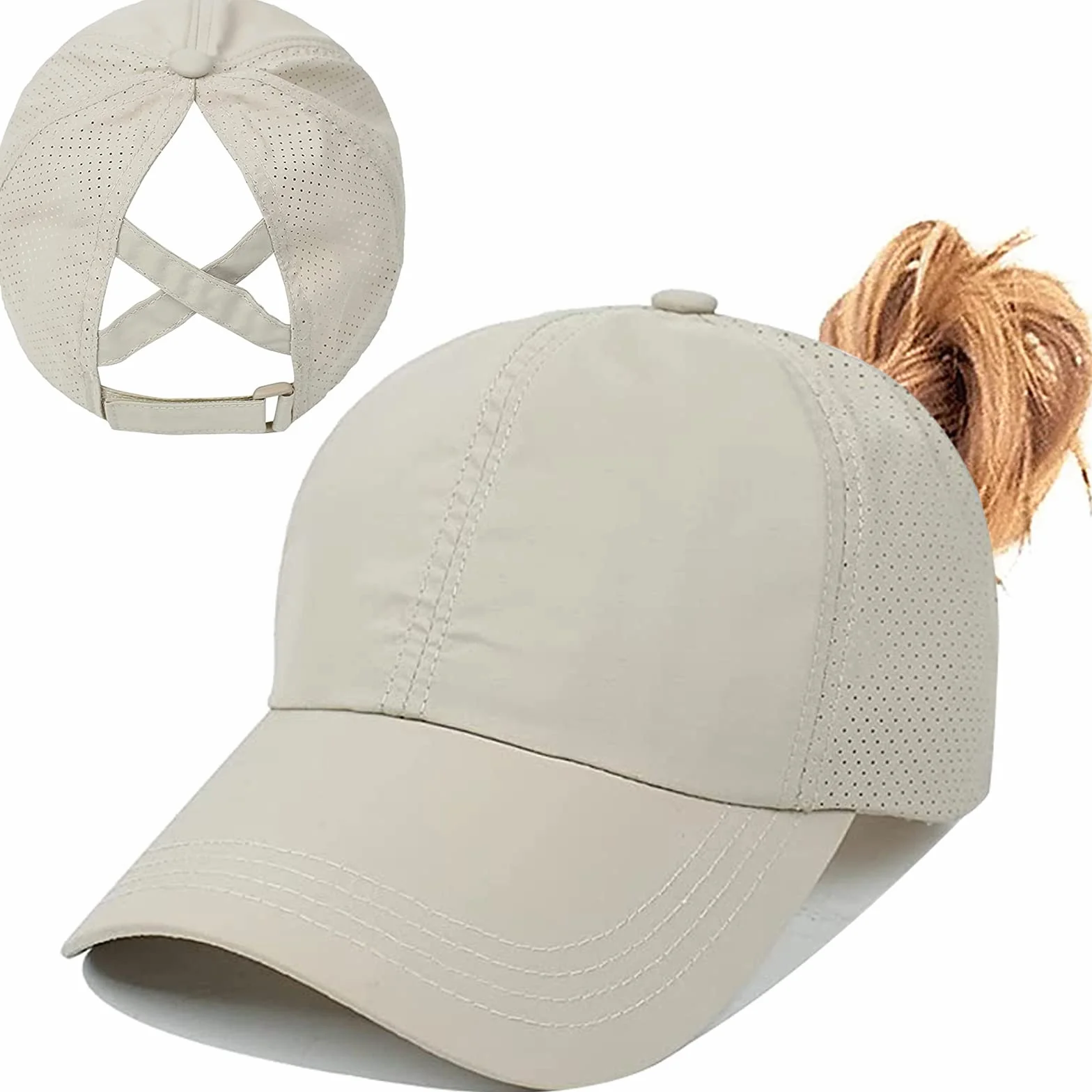 Gorra de Béisbol Mujer Cola de Caballo, Ponycap High Messy Bun, Transpirable Secado rápido Deporte
