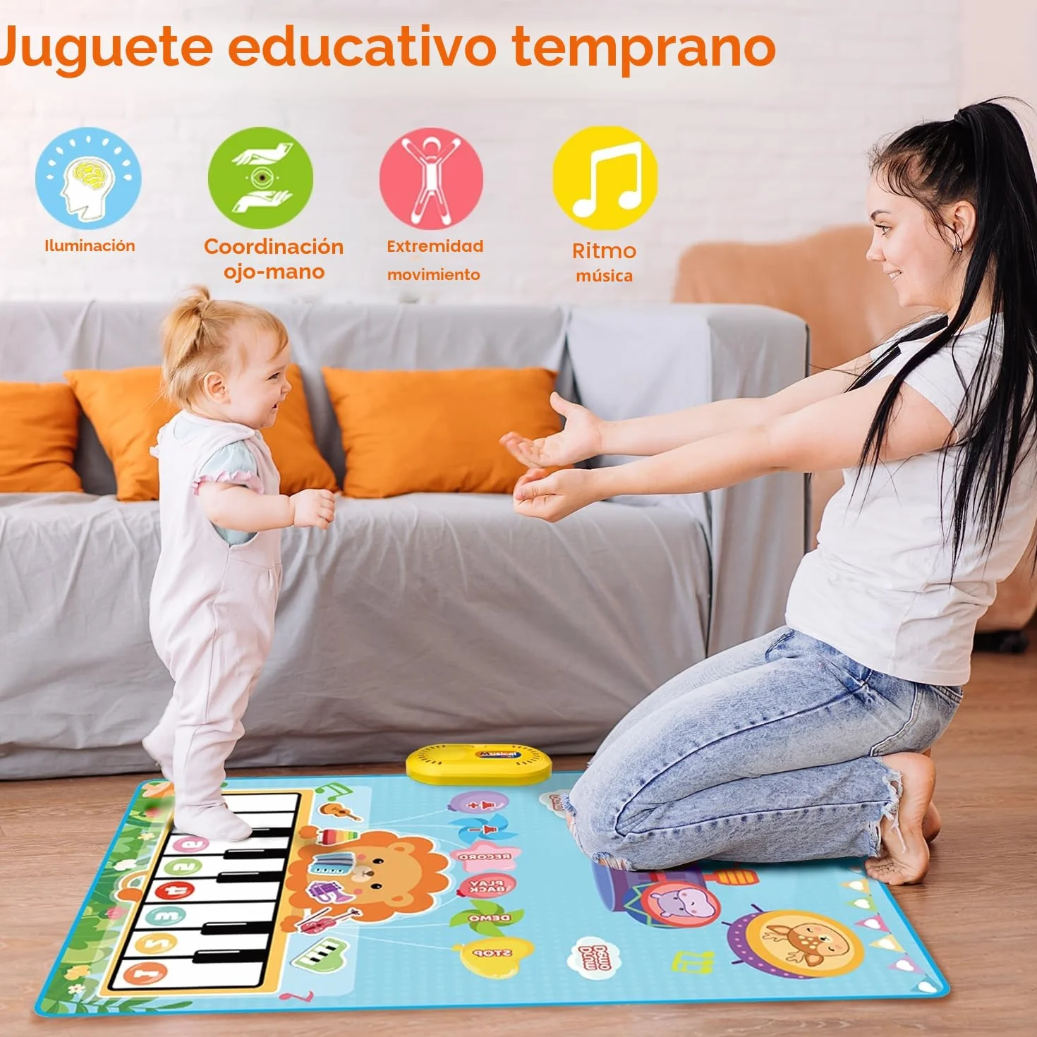 Lobyoh Juguetes para Bebés 1 Año, 2 en 1 Alfombra Musical Juguete de Tambor para Pequeños, Regalos Educativos para Niños Niñas 1 2 3 4 5 Años