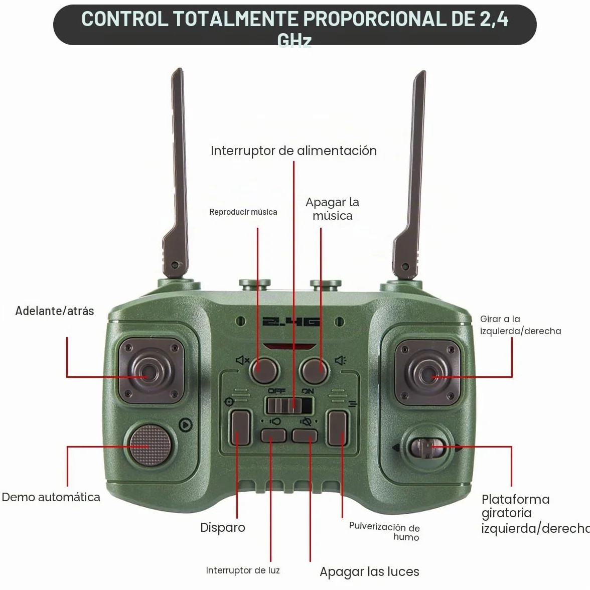 Vehículo de tanque teledirigido Hitish RC que dispara para niños y adultos, juguete de tanque del ejército con sonido de demostración automático, luz de humo, modelo de vehículos militares de 13