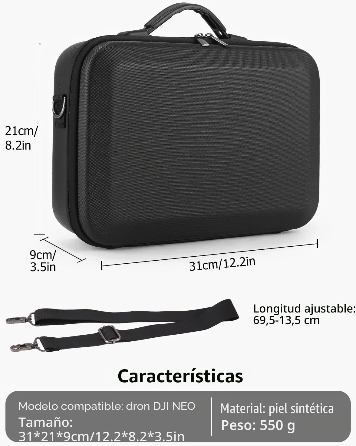 Estuche rígido protectora para DJI Neo Drone, Controlador y Accesorios, Negro