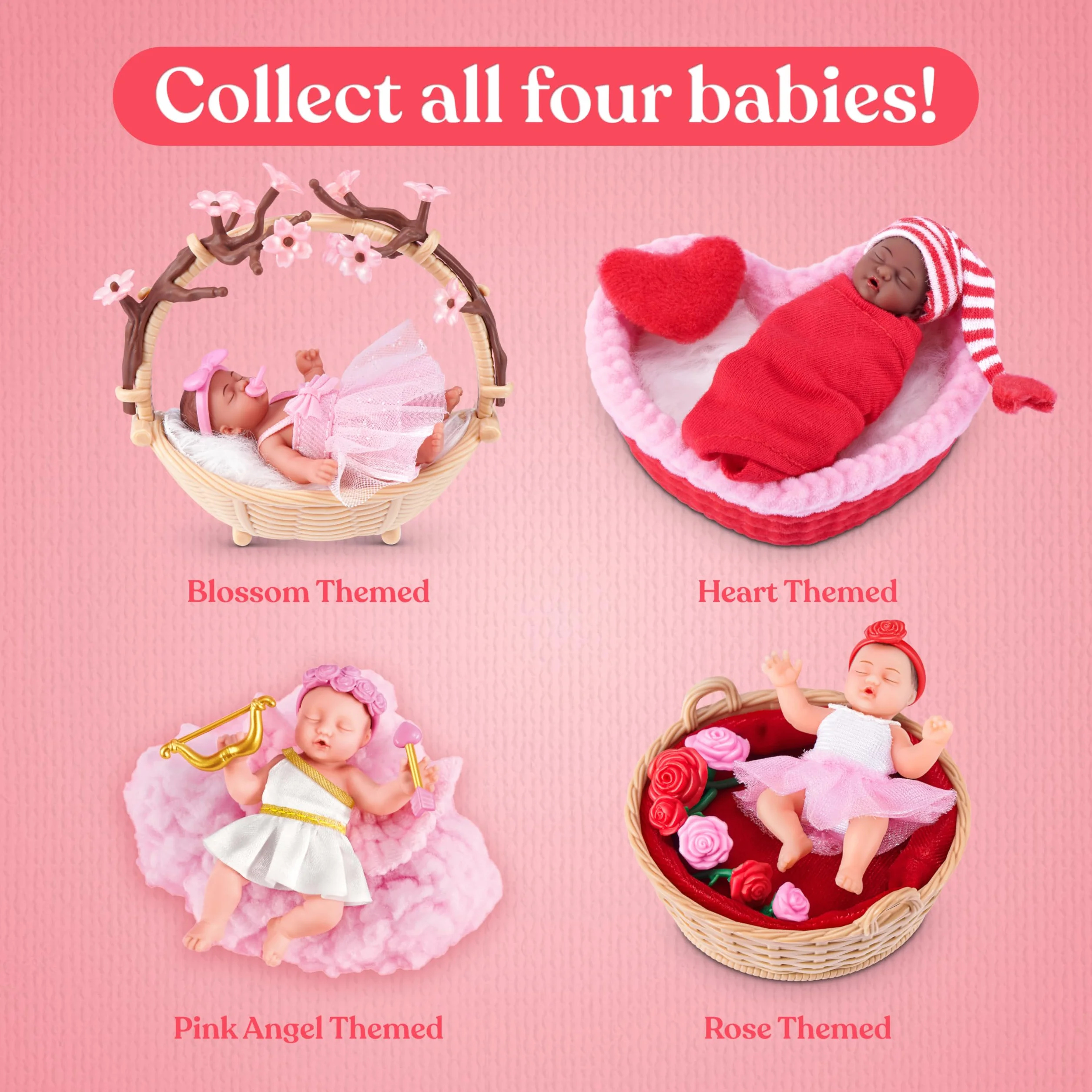 My Mini Baby Sweet Hearts Serie 1 2 Pack de ZURU – Cápsula Sorpresa Coleccionable con Muñeca Bebé, Accesorios y Set de Juego, Juguete Miniatura Realista para Niñas de 3+ Años